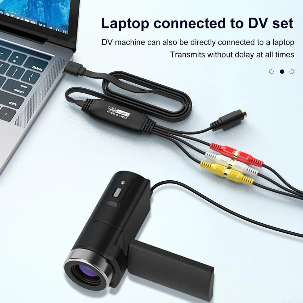 Scheda di acquisizione video USB CVBS convertitore digitale per videoregistratore VHS 720P S-Video USB 2.0 adattatore nero cavo 1m