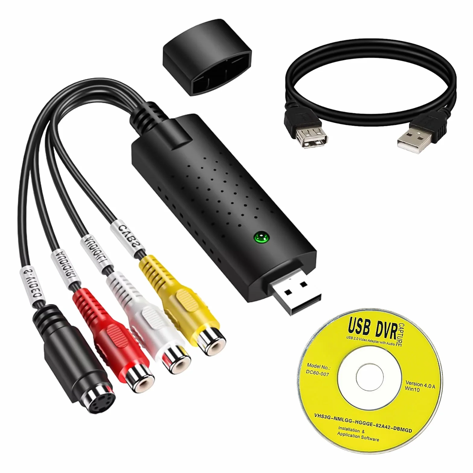 Convertitore VHS in Digitale, Video Grabber per PC, Scheda Acquisizione Audio Video Compatibile Windows Mac