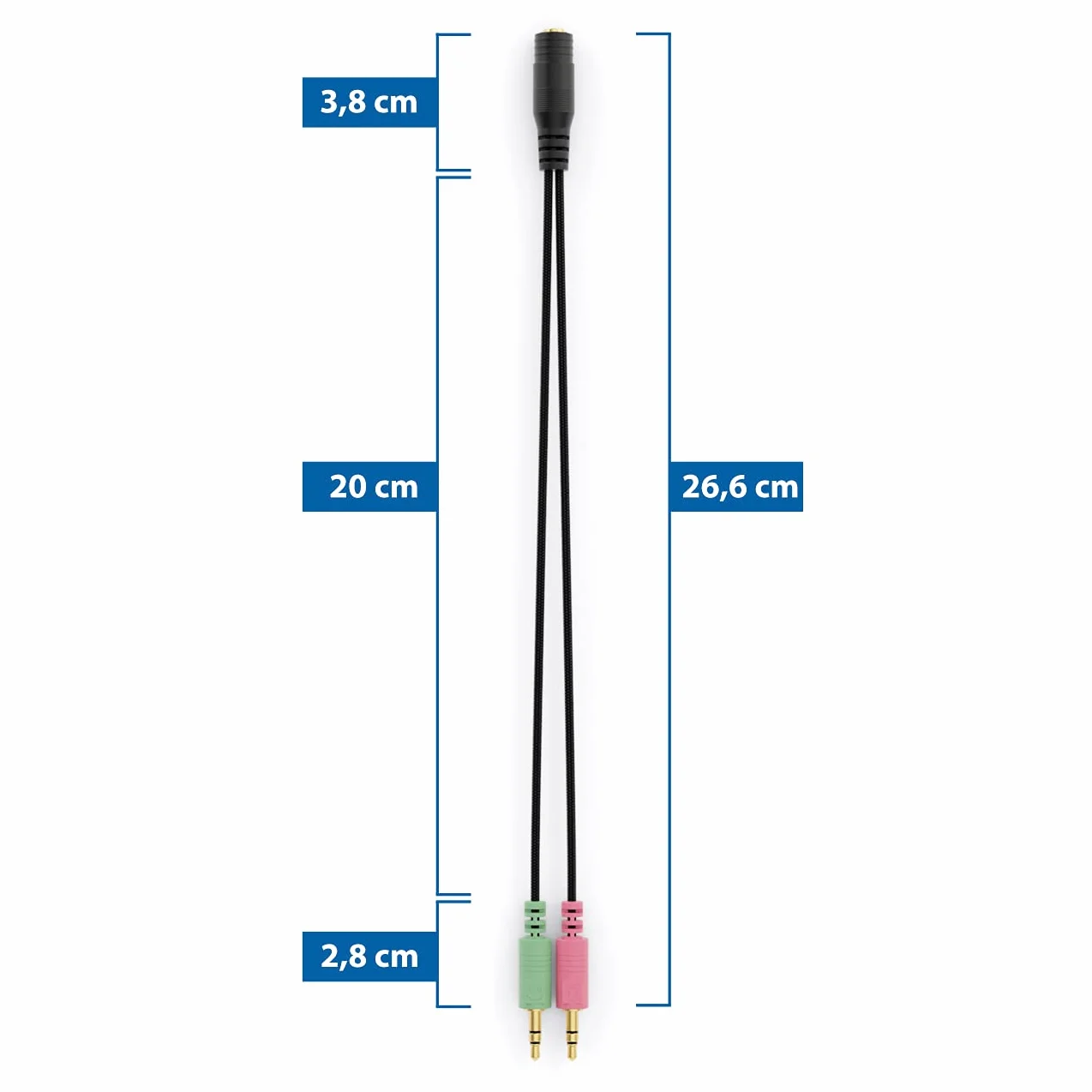 deleyCON 20cm Headset PC Laptop Adattatore Audio Jack Y Stereo 3,5mm CTIA 4 Poli TRRS a 2x 3,5mm