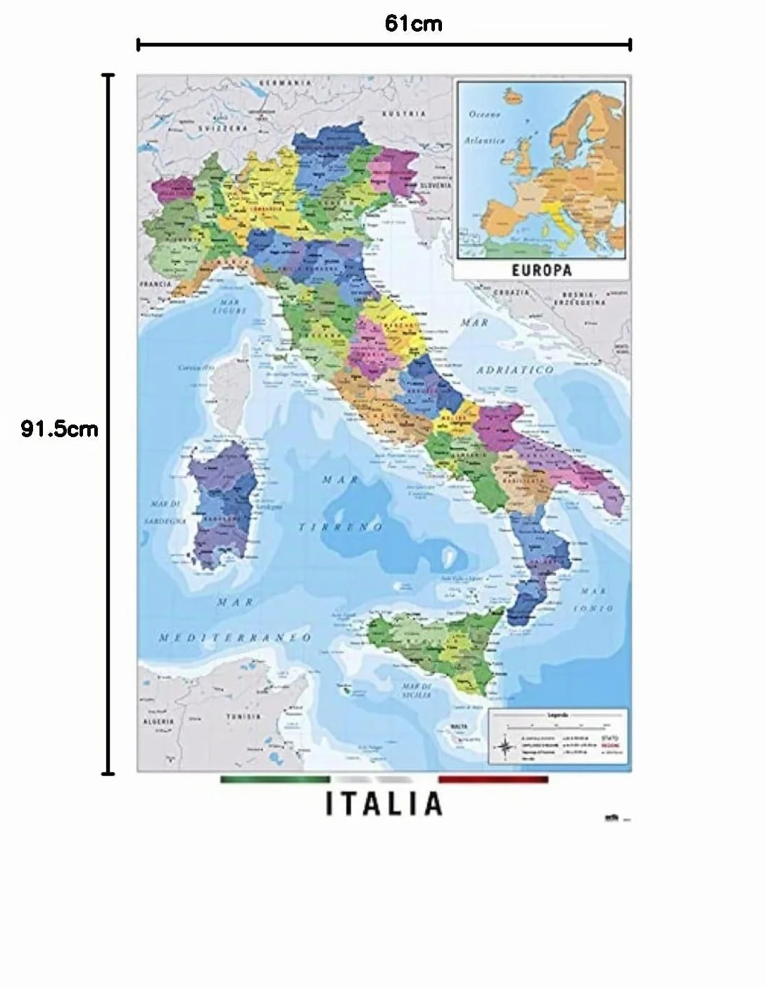 Grupo Erik Cartina Geografica Italia 61 x 91,5 cm Poster Da Parete Mappa Gigante