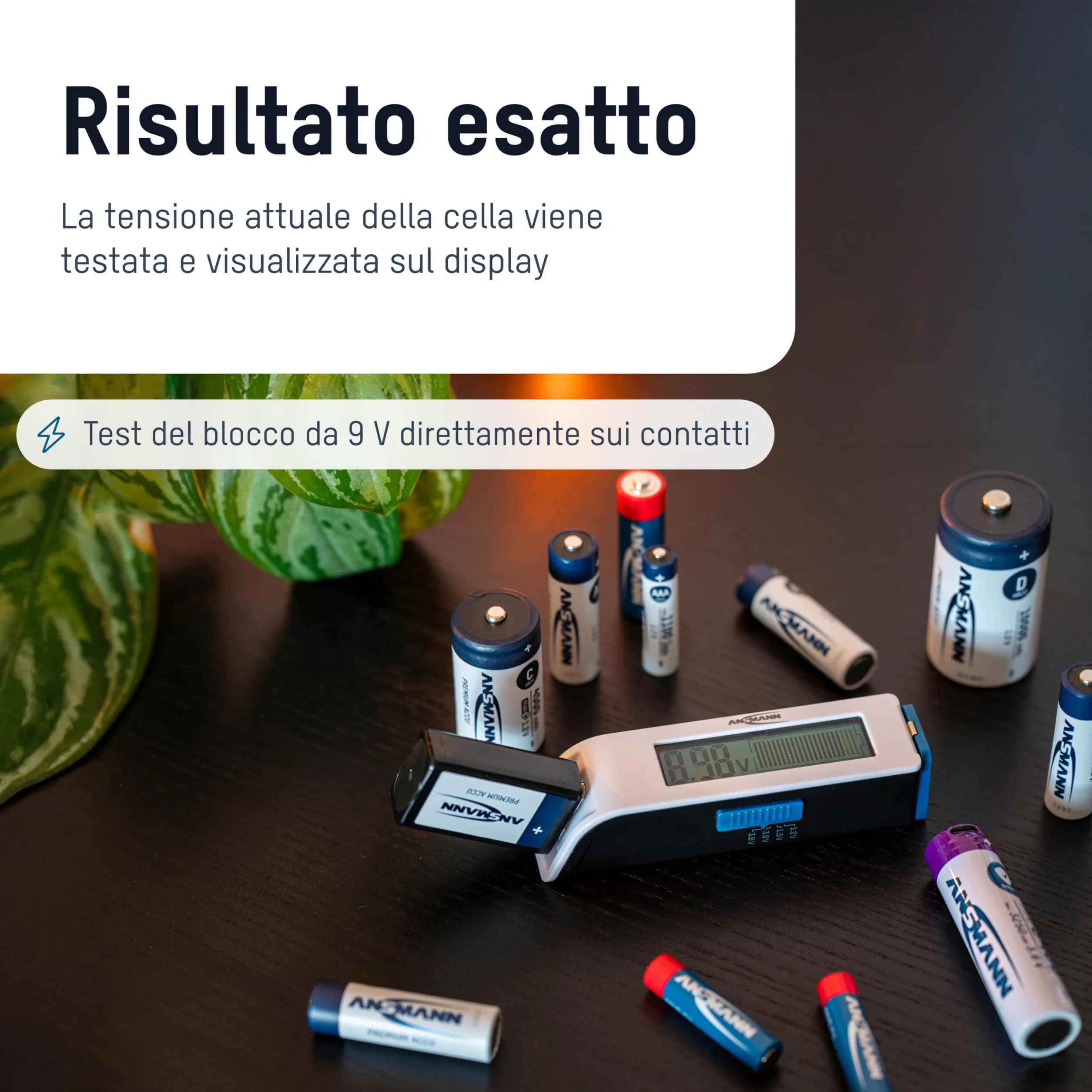ANSMANN Tester per batterie ricaricabili con display LC