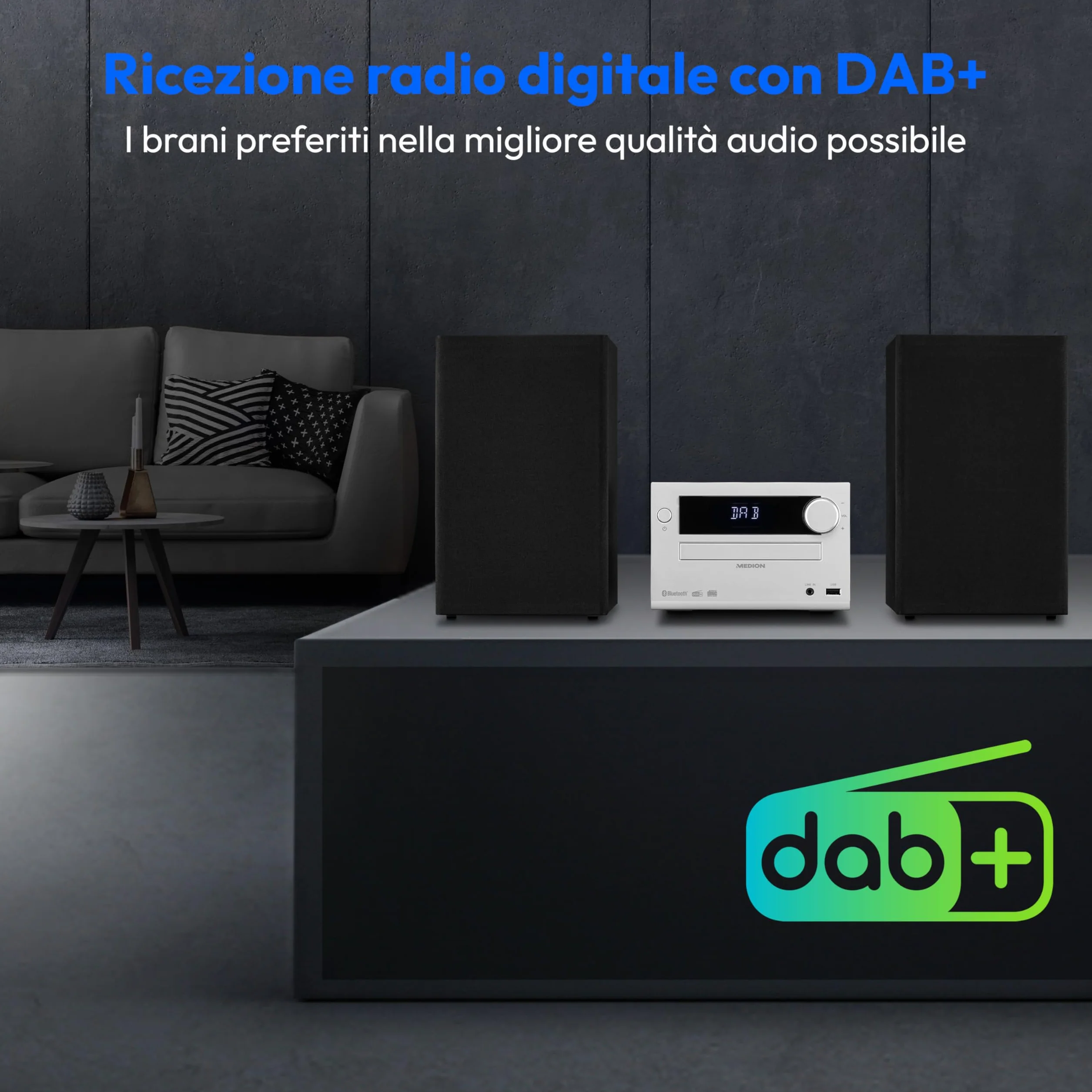 MEDION E64482 Sistema audio micro impianto compatto DAB+ CD Bluetooth FM PLL MP3 AUX USB