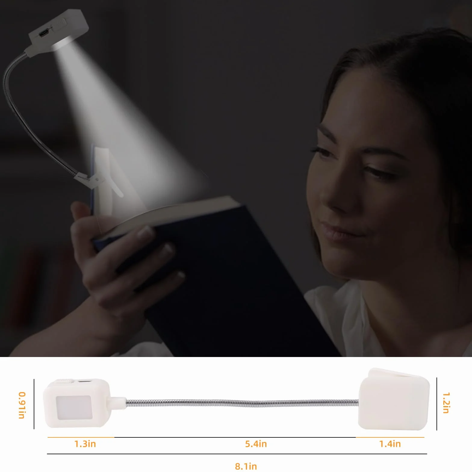 UXIETIN Luce da lettura regolabile e pieghevole per Kindle, ricaricabile USB, nero