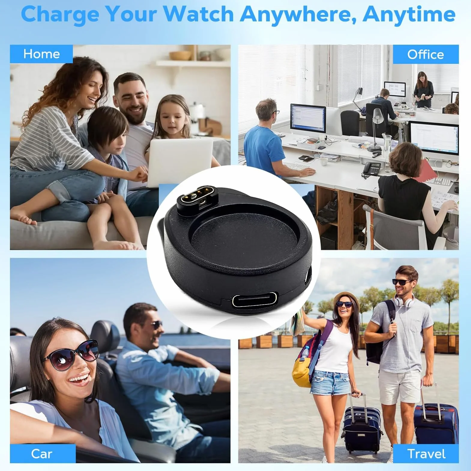 Caricatore USB-C/Micro Base Magnetica Rinforzata per Garmin Fenix 8/7/6/5, Forerunner 55/245/255/945, Venu 3/2, Vivoactive, Instinct, Approach, Vivomove Nero