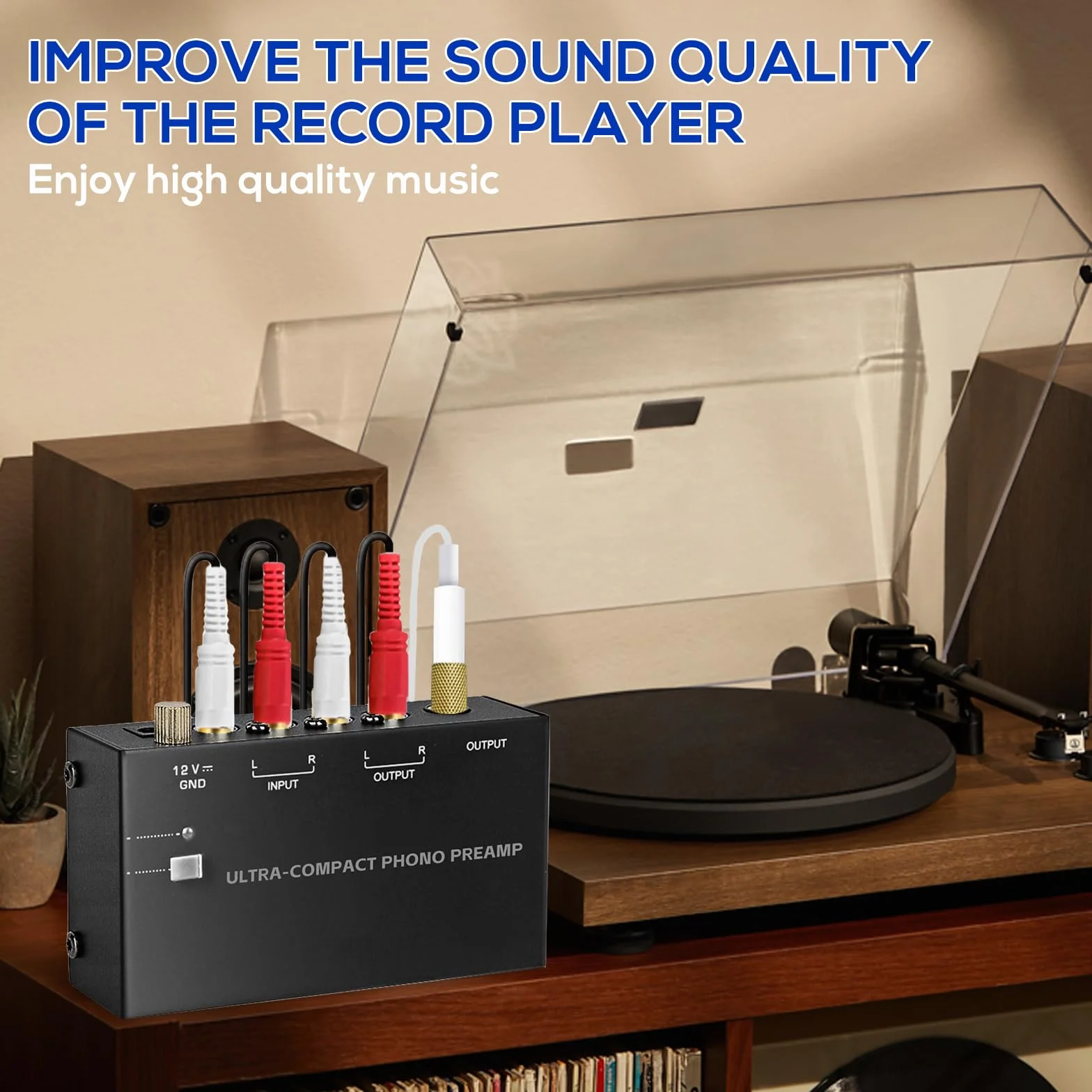 Phono Preamplificatore per Giradischi, Preamp con Adattatore DC 12V