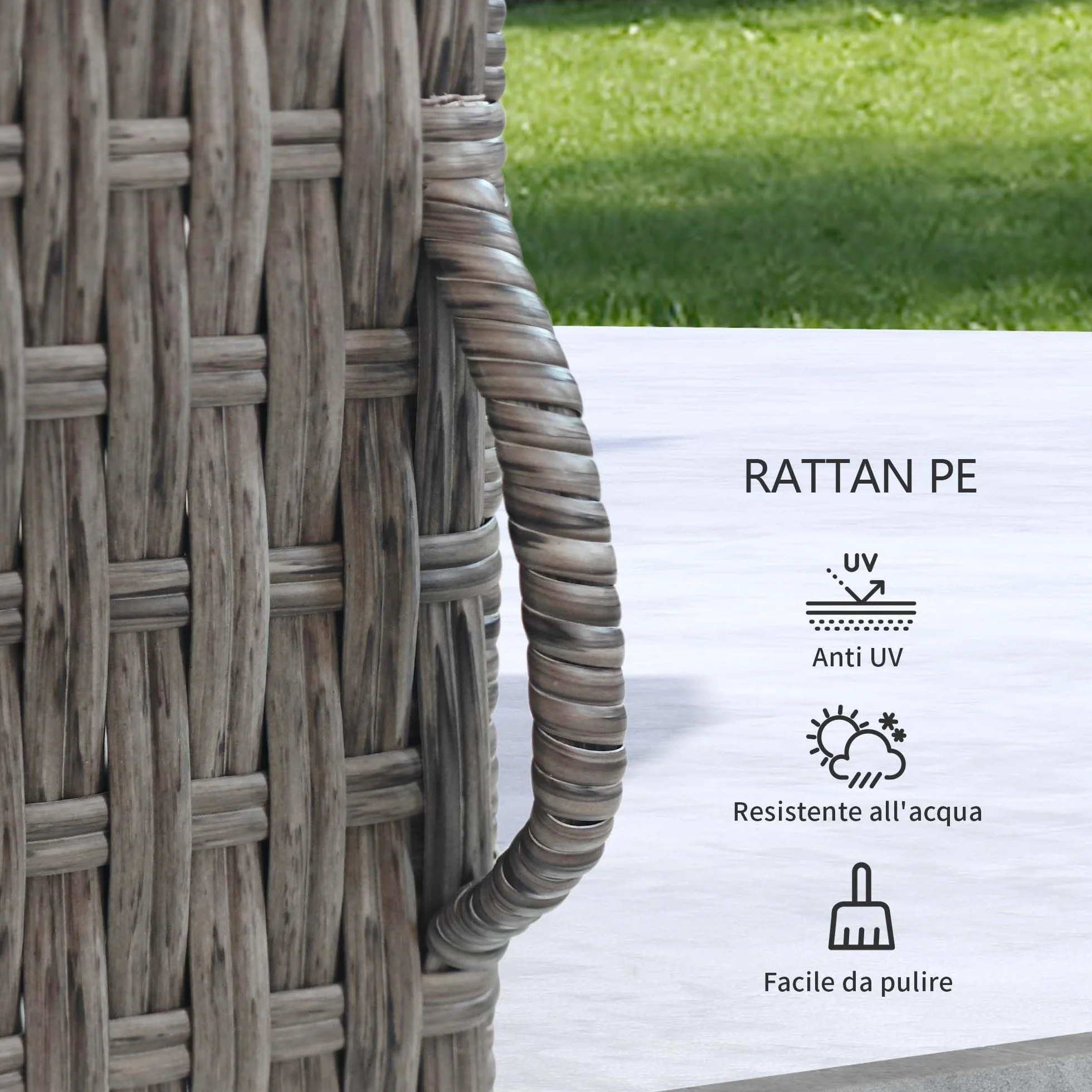 Outsunny Armadio da Esterno in Rattan PE 60x63x120cm Grigio