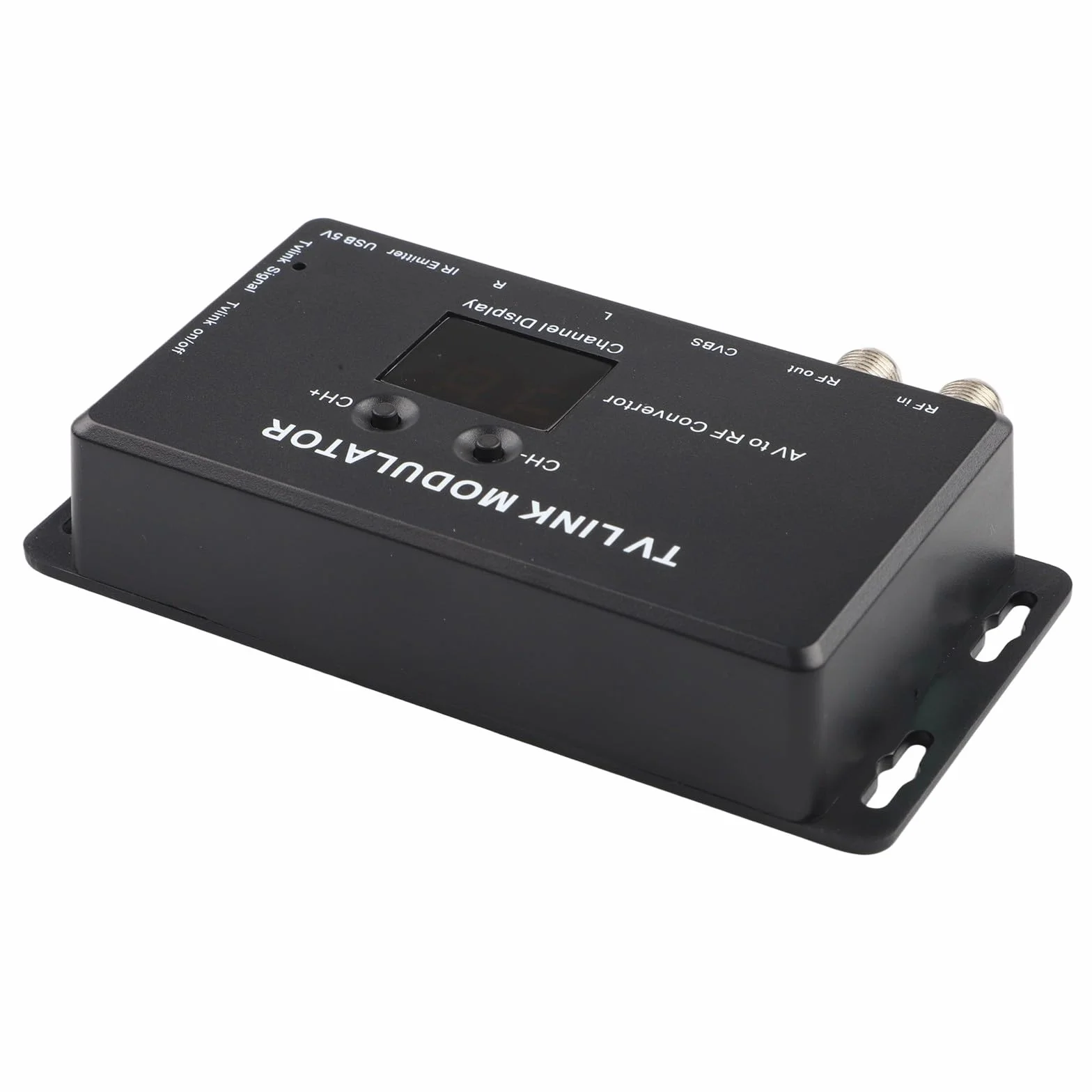 TM70 UHF TV Link Modulatore AV a RF Converter con display canale, uscita regolabile PAL/NTSC nero