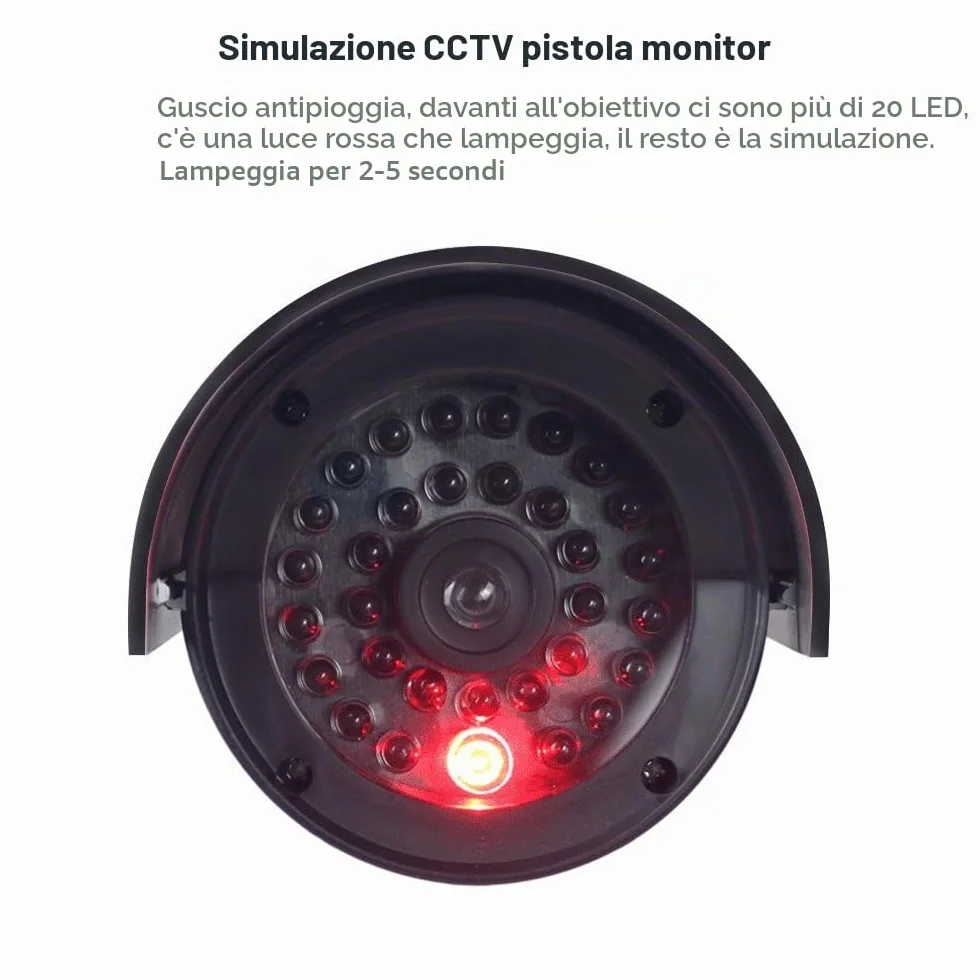 Telecamera di Sicurezza Fittizia TIMESETL con LED Rosso Lampeggiante - Nera