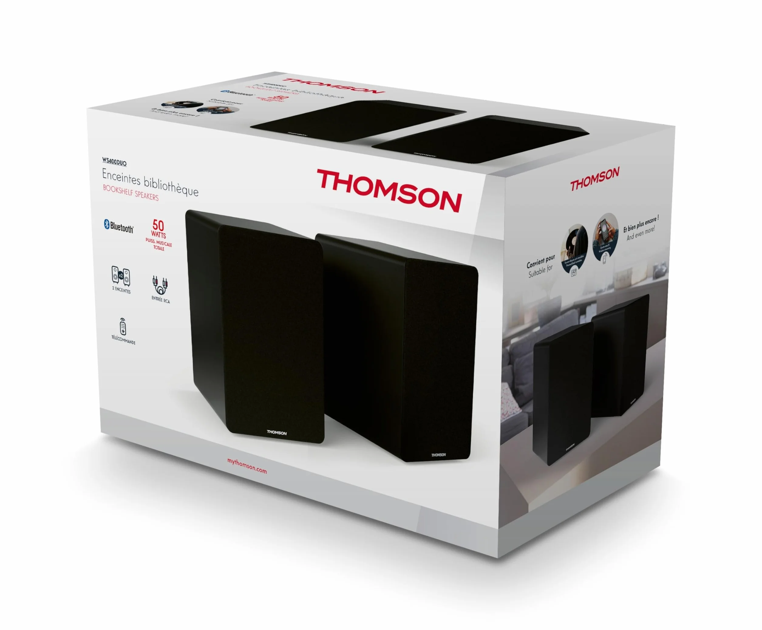 THOMSON WS400DUO Ensemble de deux enceintes 2x 7,5W Noir