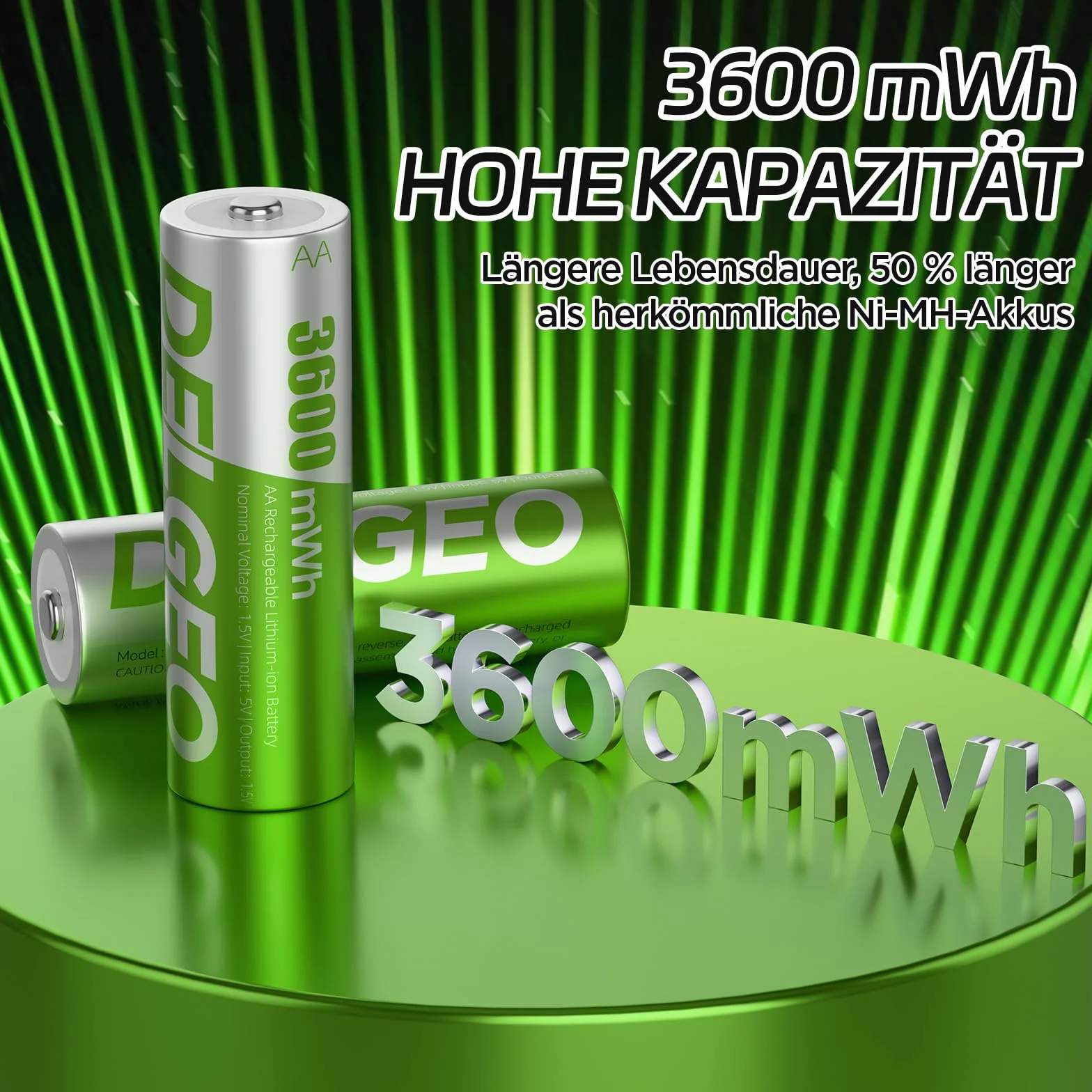 Batterie Ricaricabili AA al Litio 8 Pezzi 3600mWh 1,5V Lunga Durata