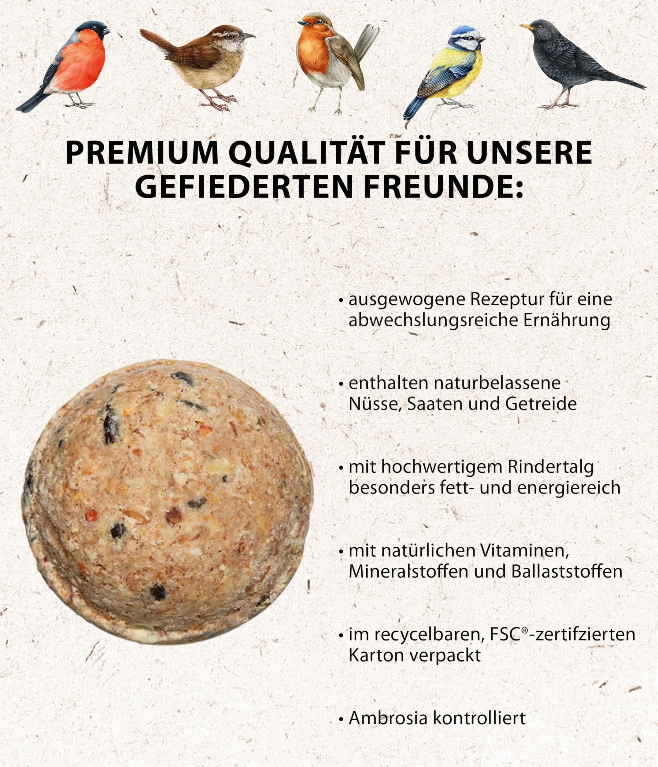 Dehner Natura Premium palline per cinciallegre 100 pezzi 9 kg FSC