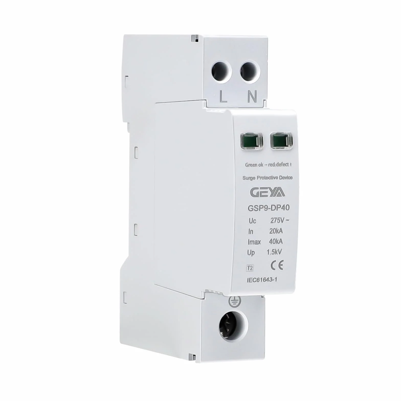 GEYA Dispositivo di scaricatore a bassa tensione SPD 20-40KA 1P+N AC275V