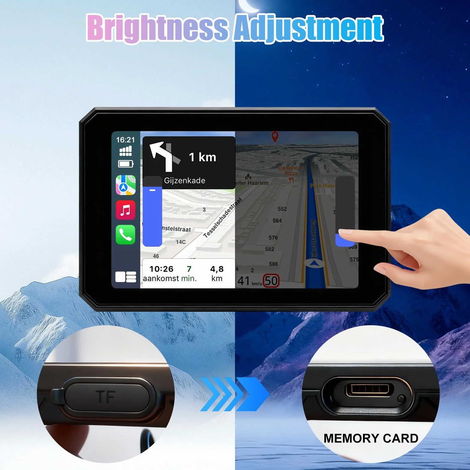 OBEST Carplay Android Auto Touchscreen IPS 5 pollici Impermeabile