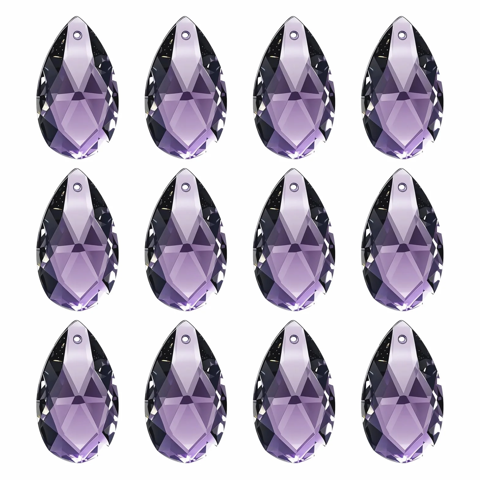 PATIKIL 12 Pezzi Pendenti In Cristallo, 28mm, Viola Scuro, Acchiappasole in cristallo, Pendenti per Lampadario Decorazione, Finestra, Giardino, Casa