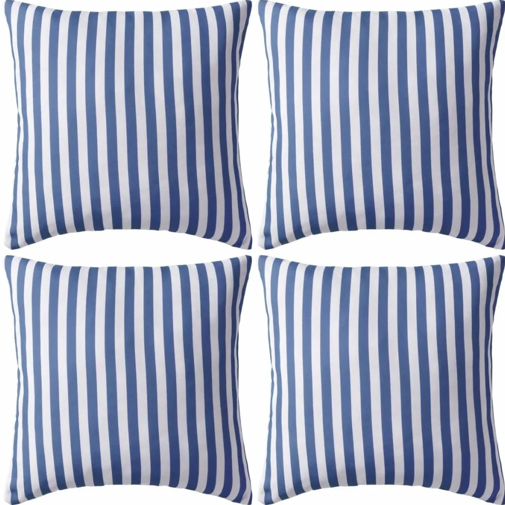 SKM Cuscini da Esterno 4 pz Stampa a Righe 45x45 cm Blu