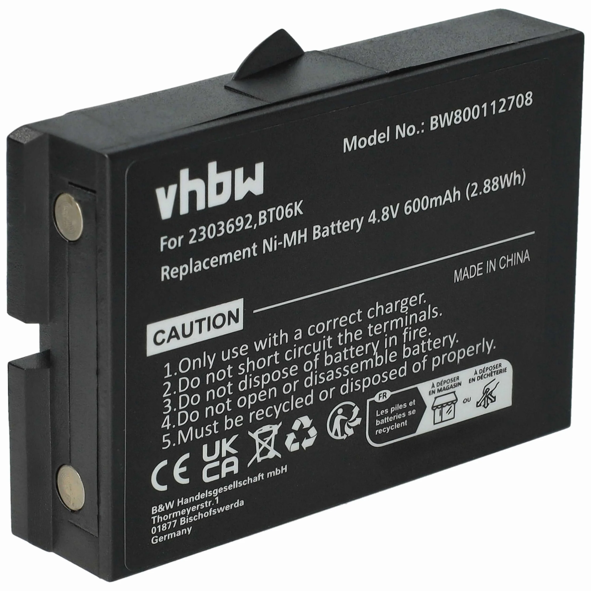 Danfoss BT06K batteria sostituisce radiocomando industriale 600mAh 4,8V NiMH nero
