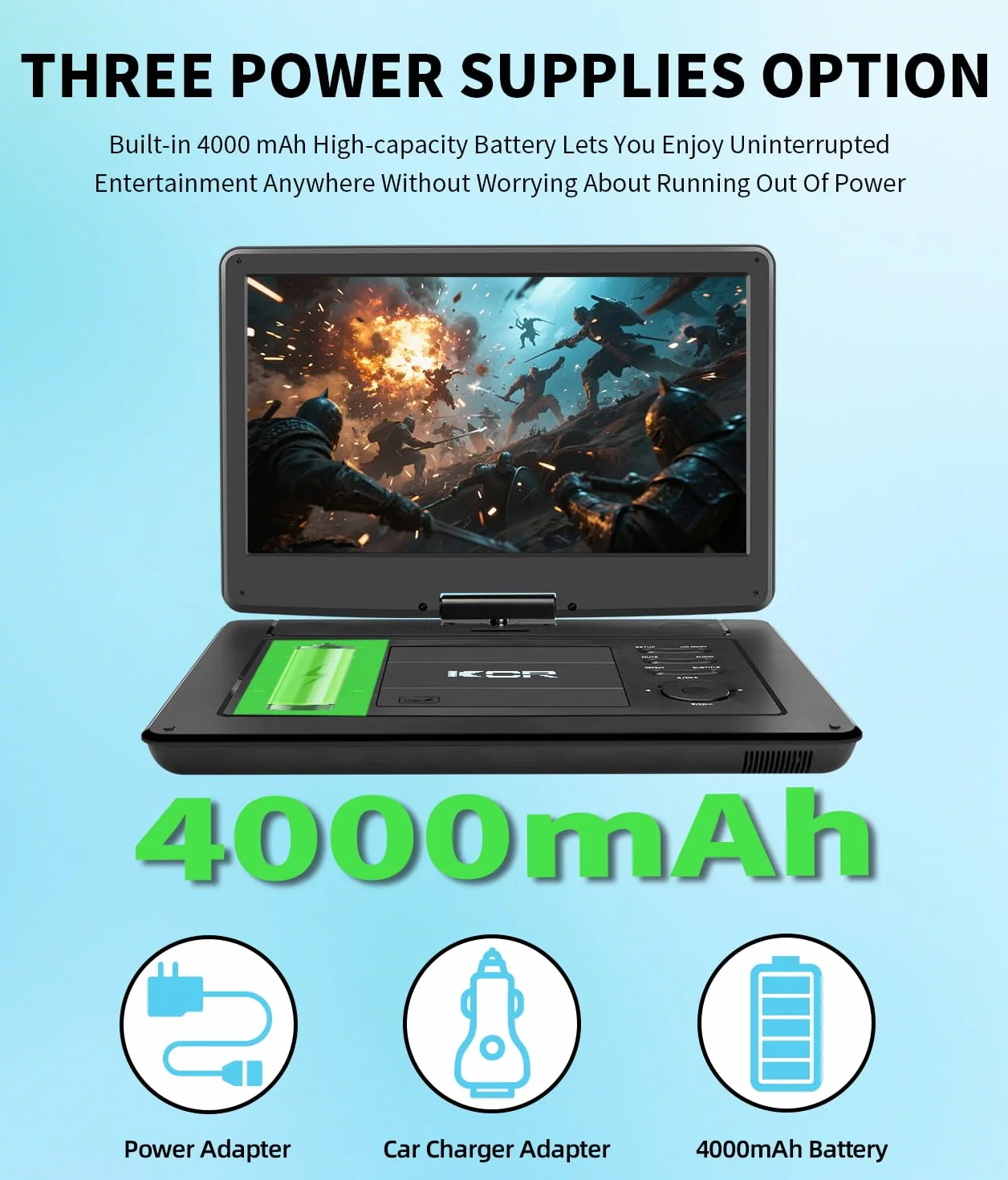 Lettore DVD portatile 15,6 pollici KCR DVB-T2 USB HDMI AV Audio