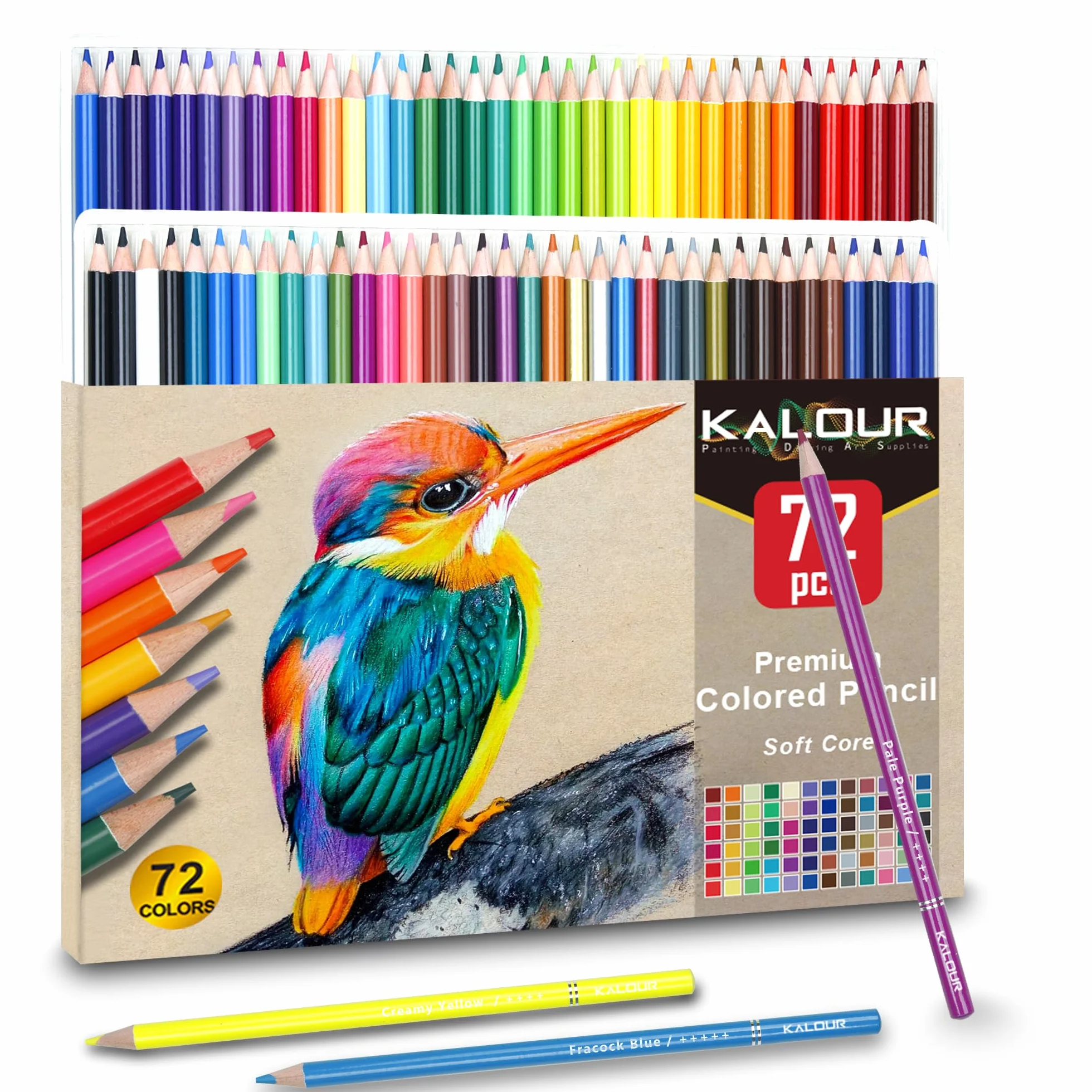 KALOUR 72 matite colorate morbide per disegno ombre artisti adulti principianti