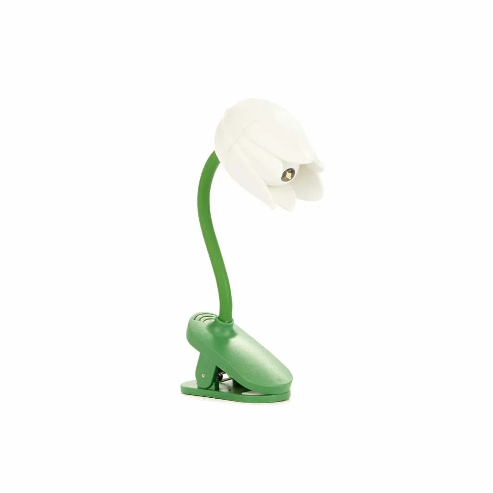 Balvi Lampada Flessibile con Clip a Forma di Tulipano Bianco per Lettura