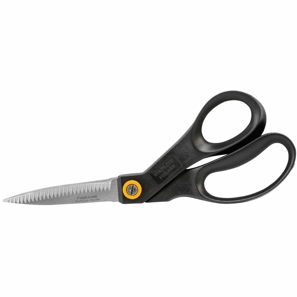 Fiskars Forbici per fiori con lama dentata, Lunghezza: 19 cm, Lame in acciaio inossidabile/Impugnature in plastica, Nero/Arancione, S28, 1001544