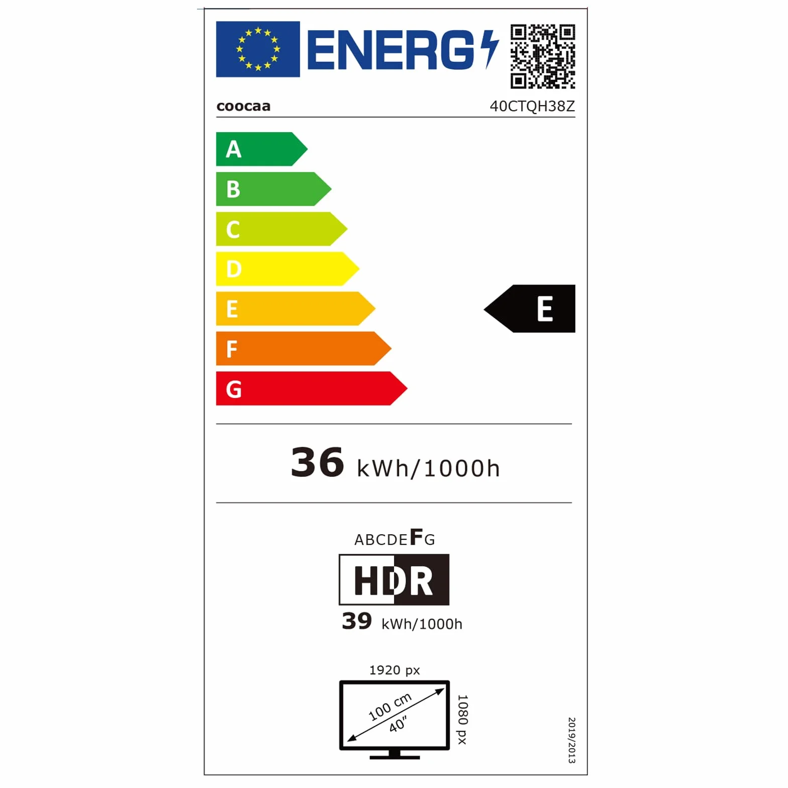 Coocaa 40 Pollici Smart TV QLED Full HD HDR 10 Dolby Audio 1.5GB RAM DVB-T/T2/C/S/S2 CI+ HEVC Main10 40CTQH38Z
