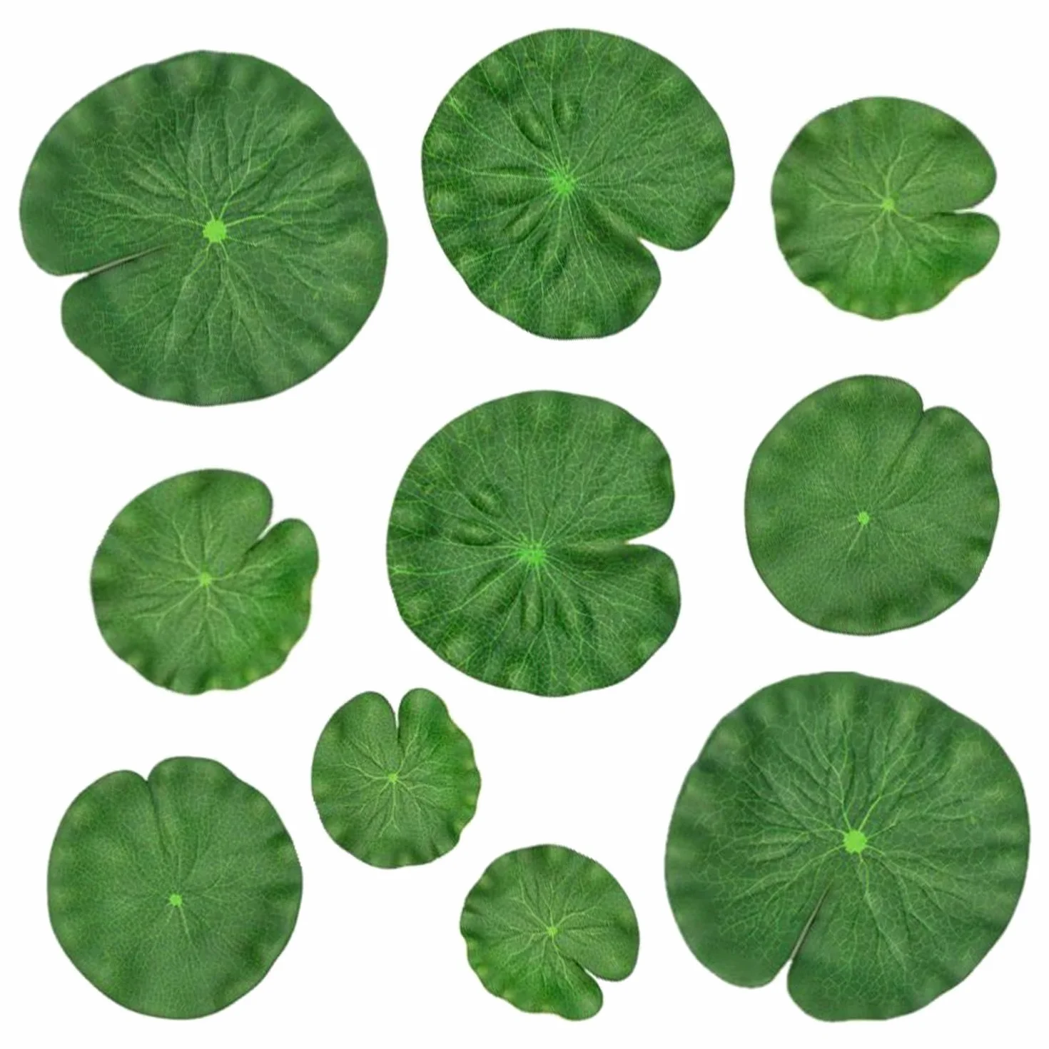 10 Pezzi Foglie di Loto Artificiali, Ornamenti Galleggianti in Plastica per Laghetti di 5 Dimensioni, per la Decorazione del Paesaggio del Giardino di Casa, Laghetti per Pesci, Acquari, Piscine