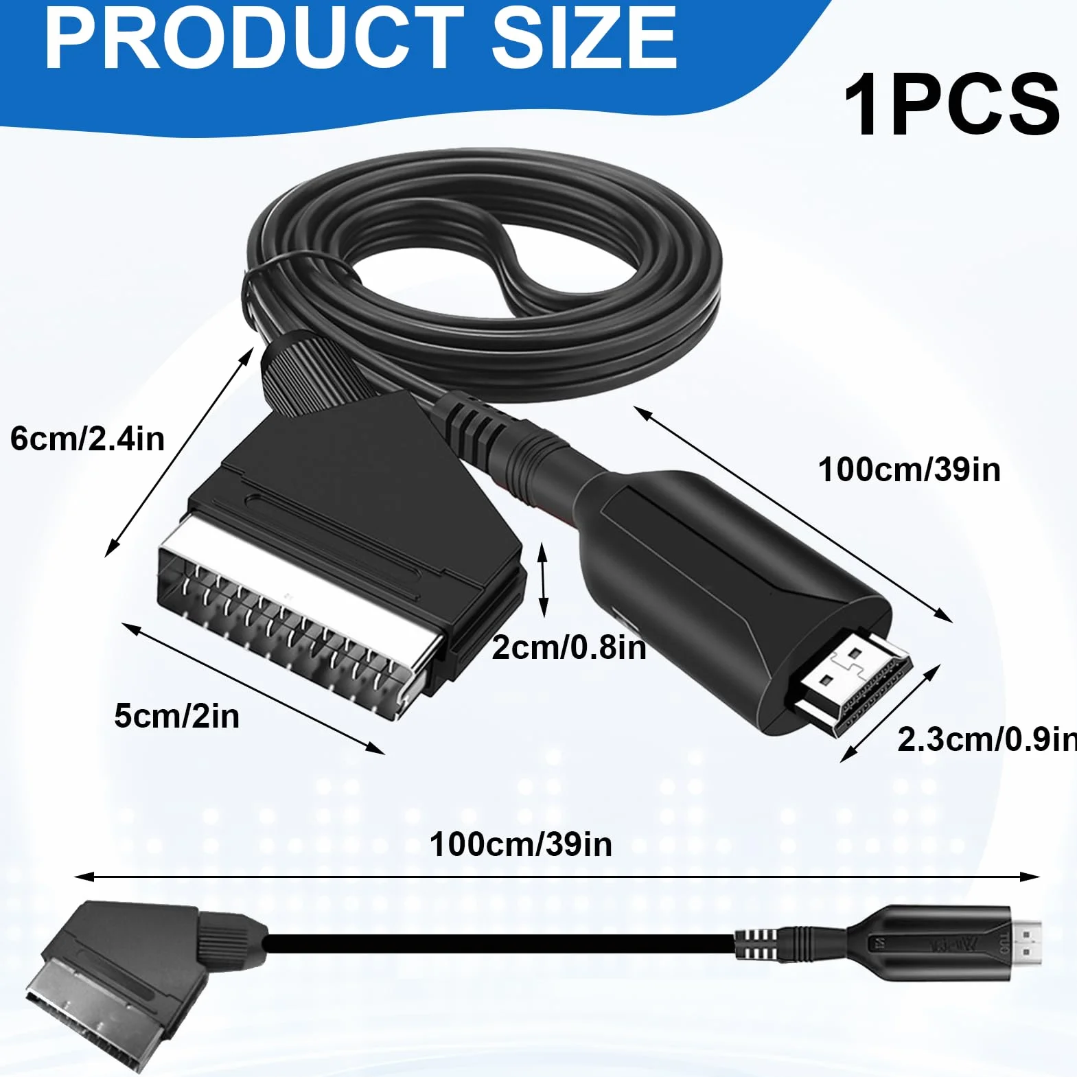 Menibeuty SCART a HDMI convertitore con cavo SCART HDMI HDTV STB