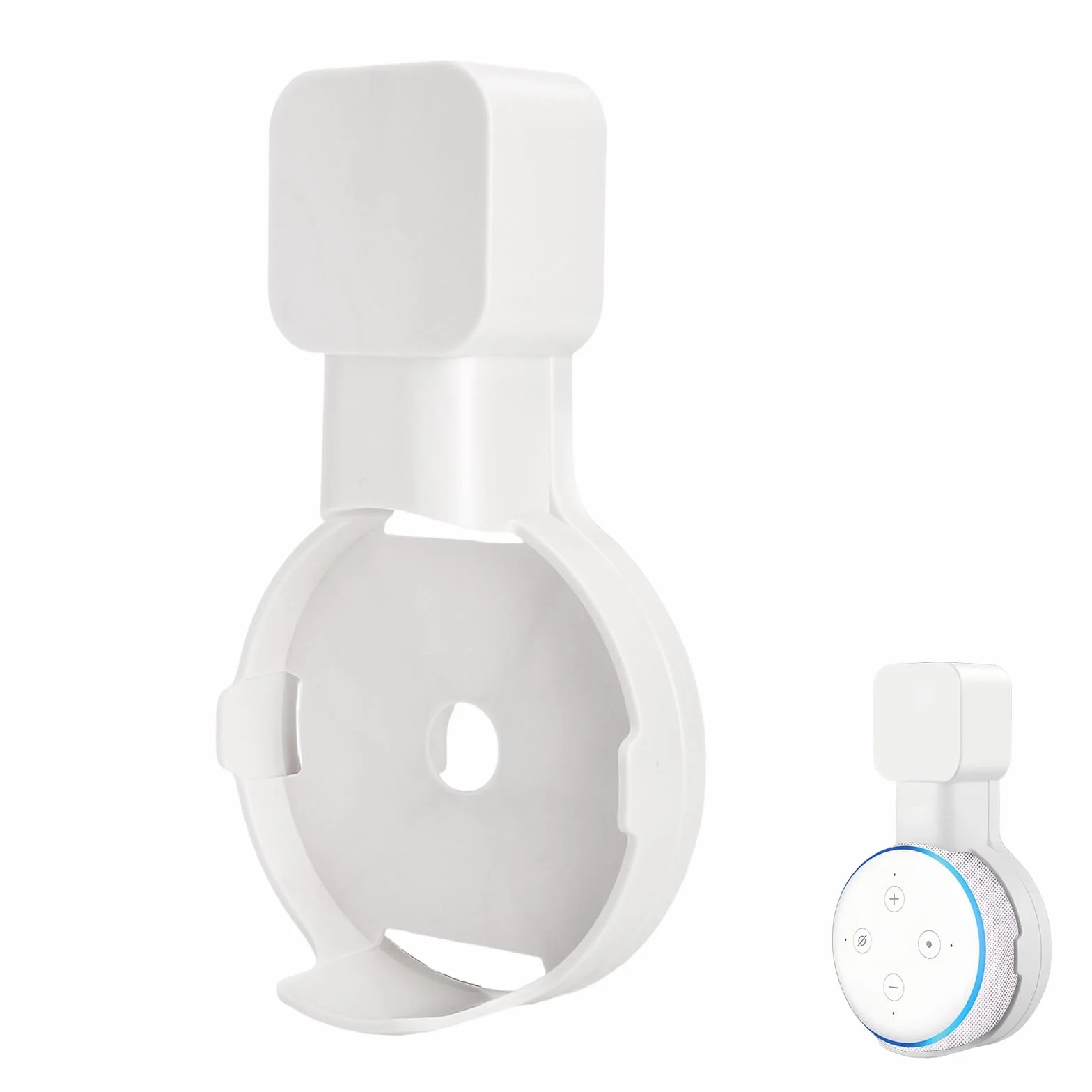 Supporto da parete per prese elettriche con gestione cavi acrilico per Echo Dot 3a generazione bianco