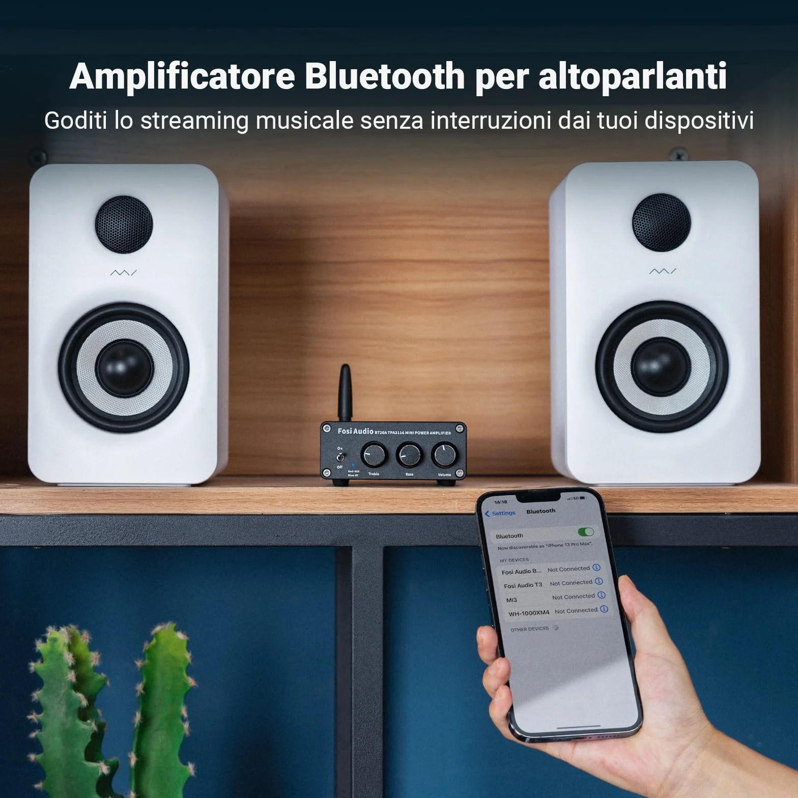 Fosi Audio BT20A Amplificatore Bluetooth 5.0, TPA3116 100Wx2 HiFi Stereo, Mini Amplificatore Classe D 2.0 Canali per Altoparlanti Passivi