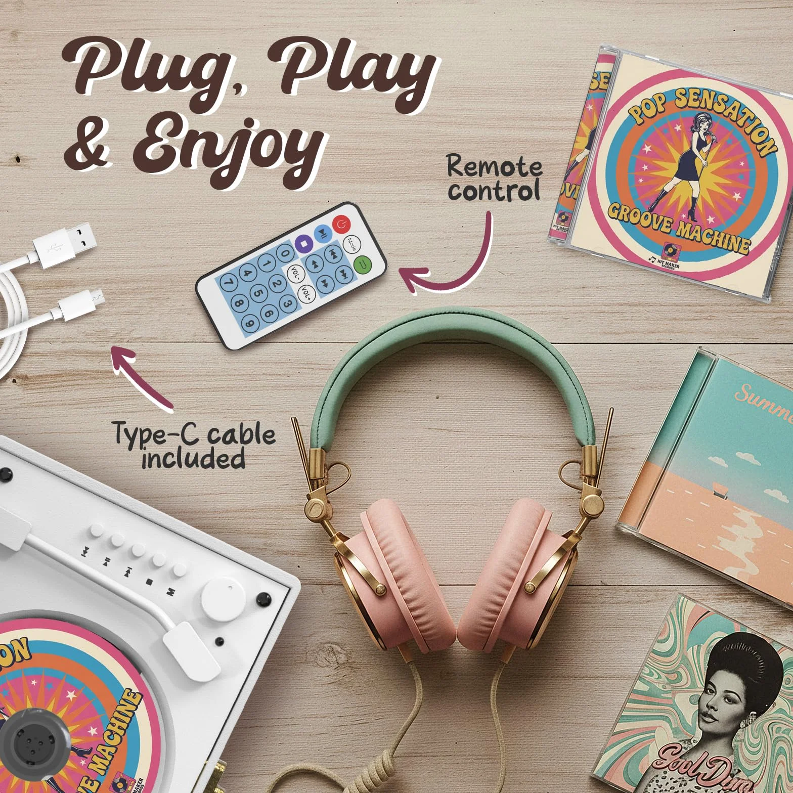 KLIM RETRO CD PLAYER – Lettore CD Portatile Bluetooth, AUX, USB, Batteria Ricaricabile, Design Retrò, Stereo Compatto Bianco