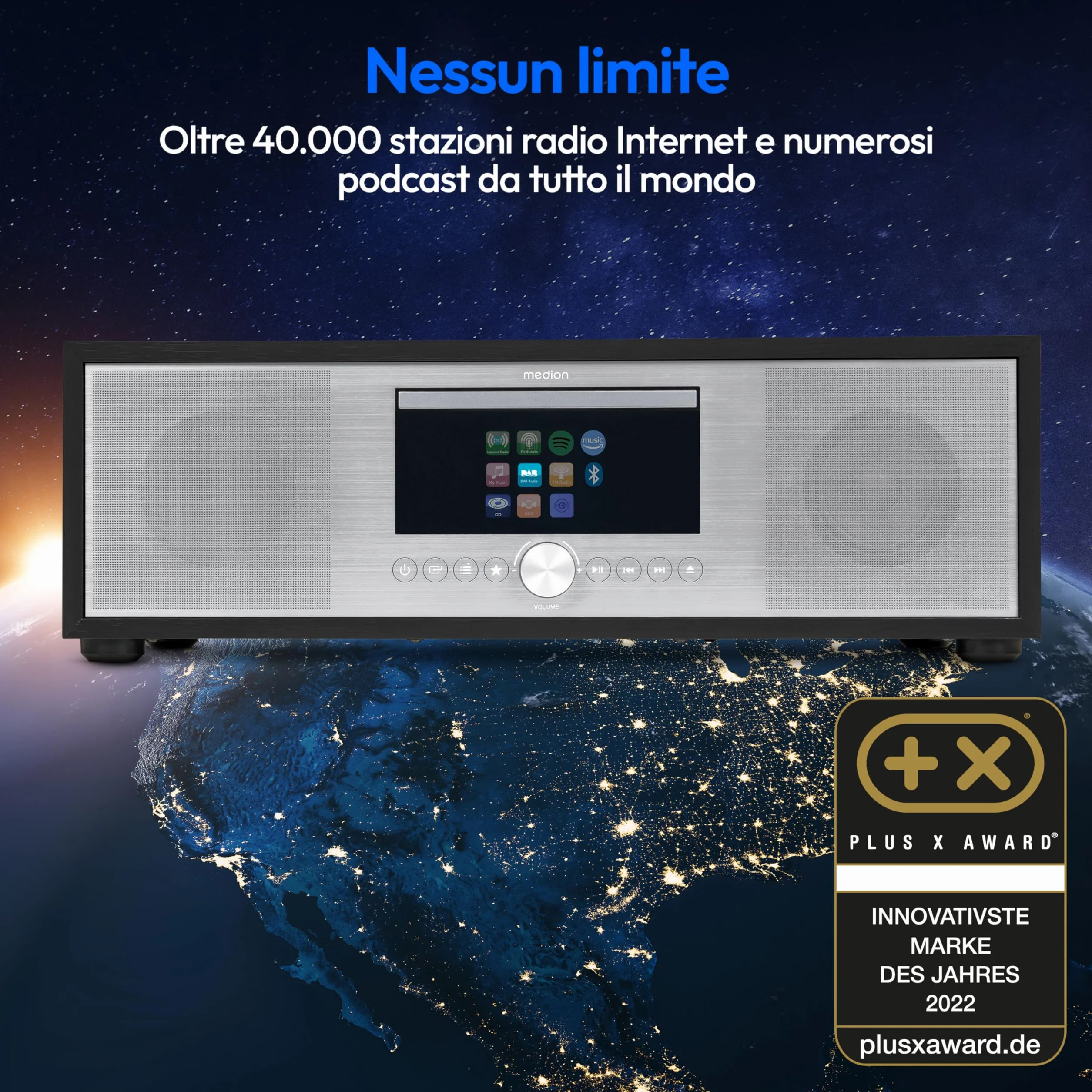 MEDION P66400 All-In-One Stereo System DAB+ CD MP3 Spotify Amazon Music FM USB AUX Subwoofer