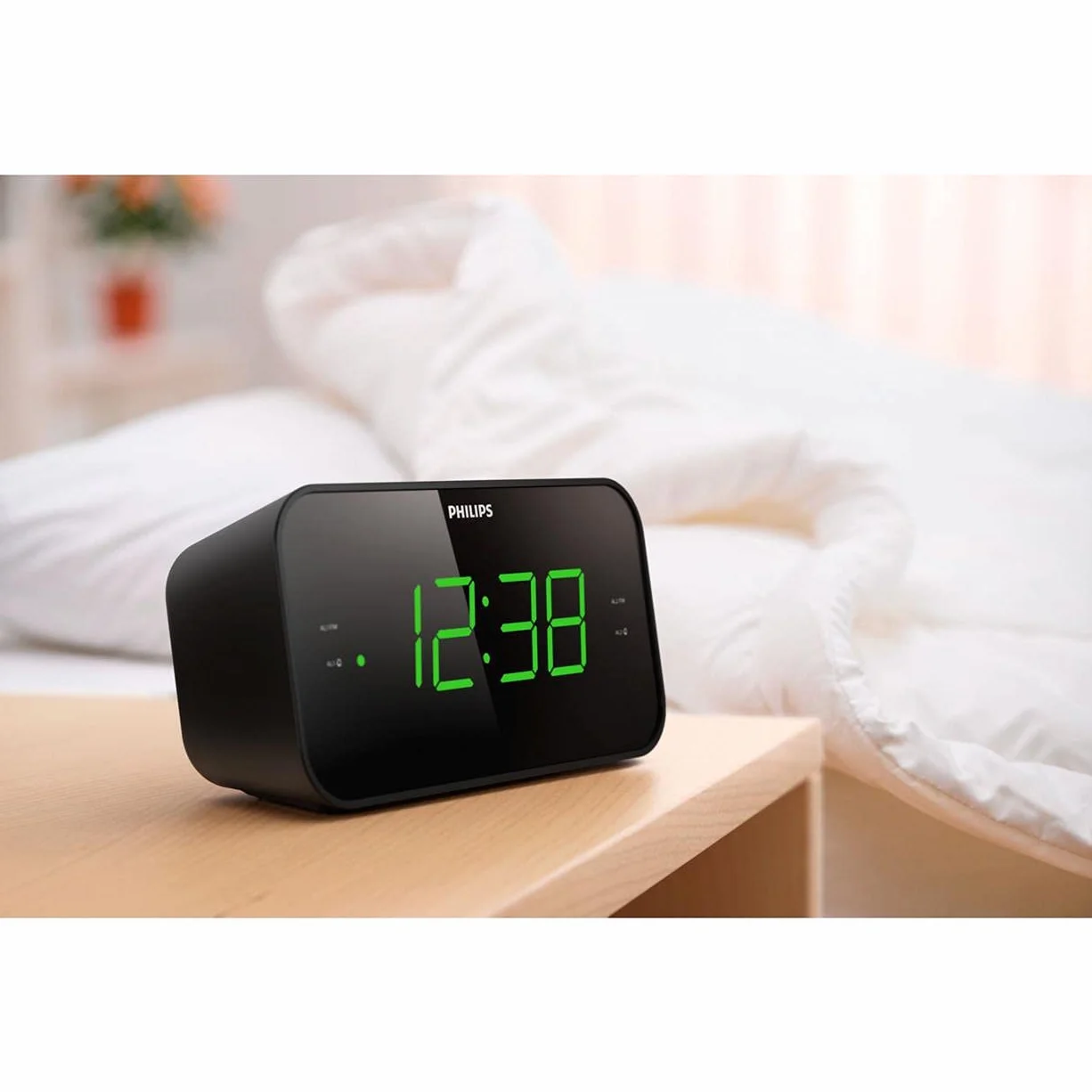 PHILIPS Sveglia Radio Digitale Doppio Allarme Sleep Timer Snooze Portatile Batteria Backup Nero Ampio Display
