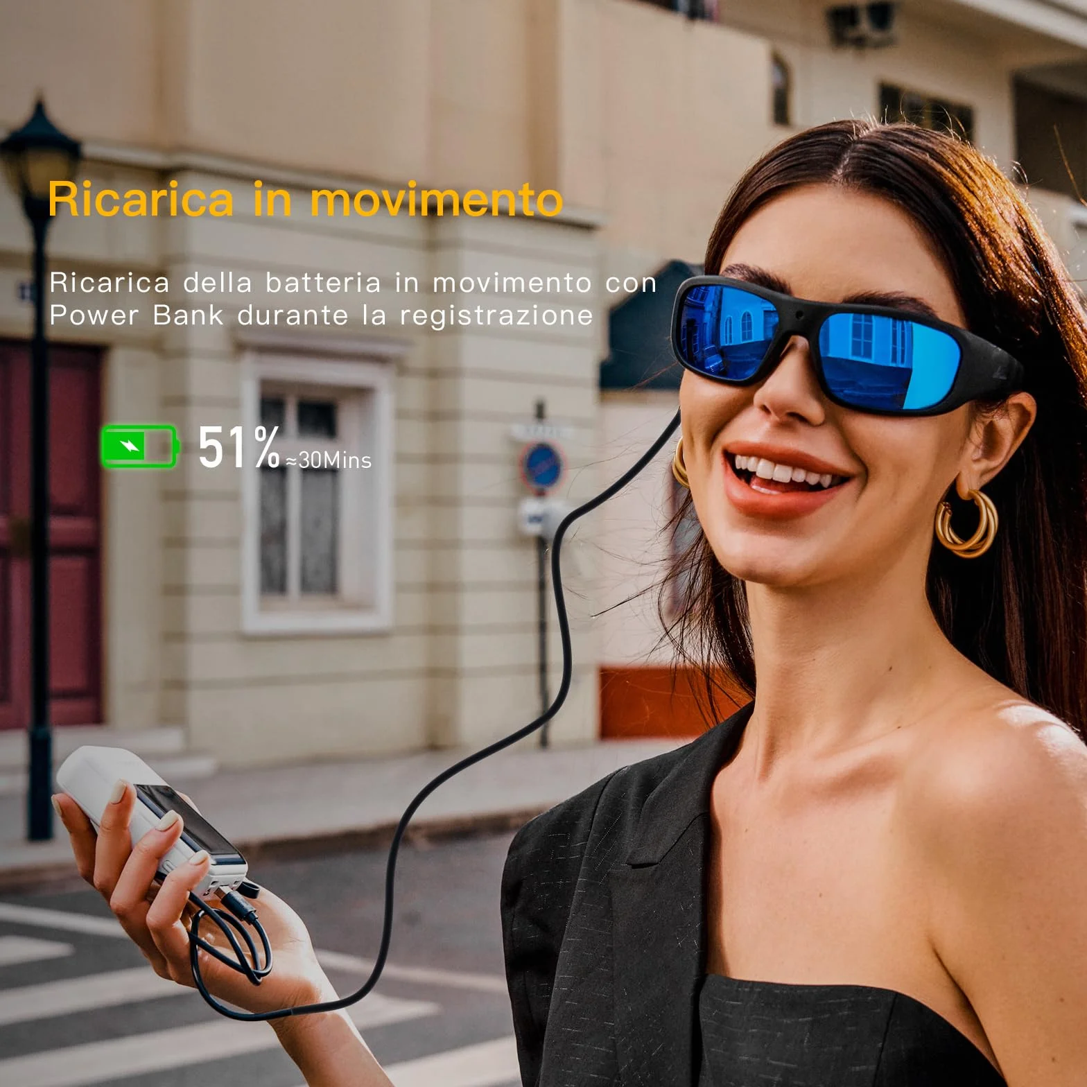 OhO Camera Glasses 1080P Smart Glasses UV400 Sunglasses Lens Outdoor Sport