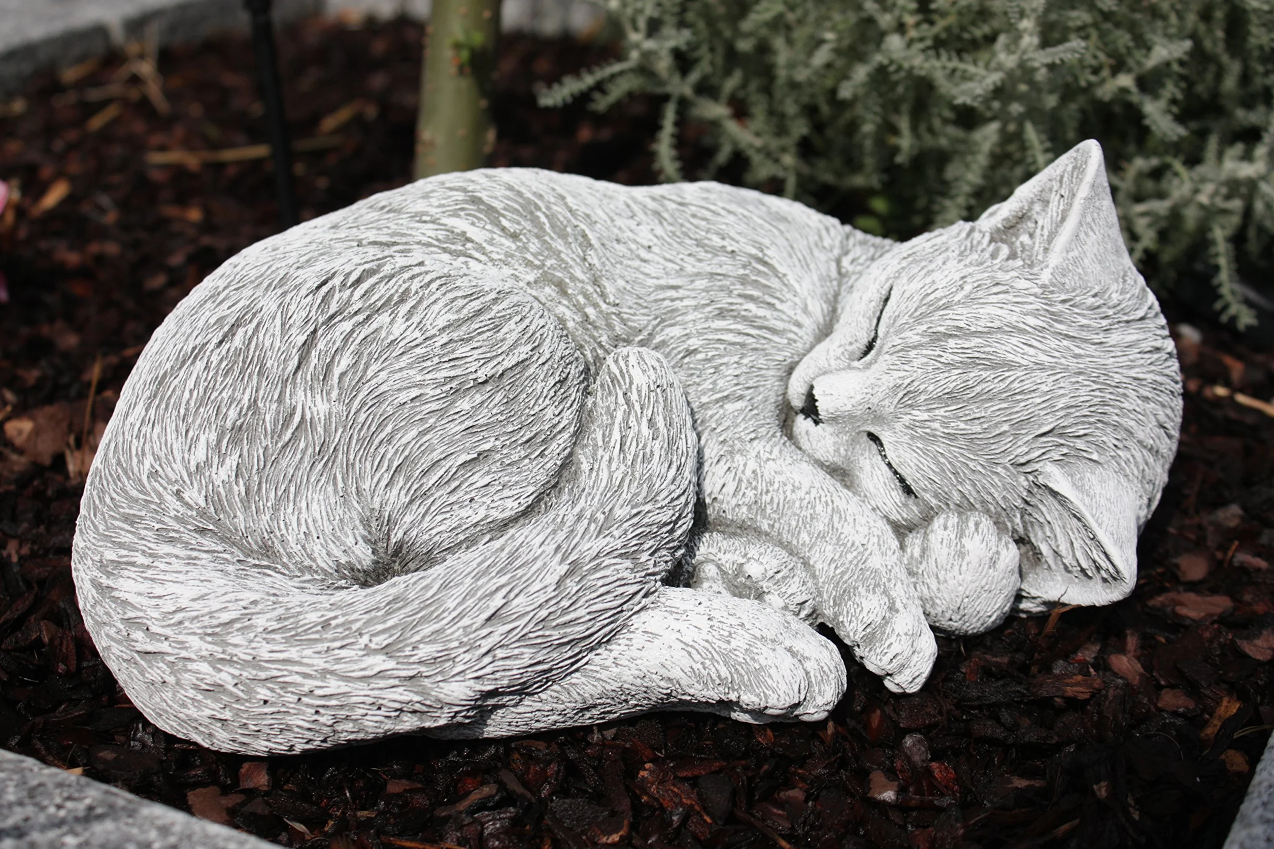 stoneandstyle Statua Scultura Gatto felino Che Dorme, Fatto a Mano, Resistente al Gelo