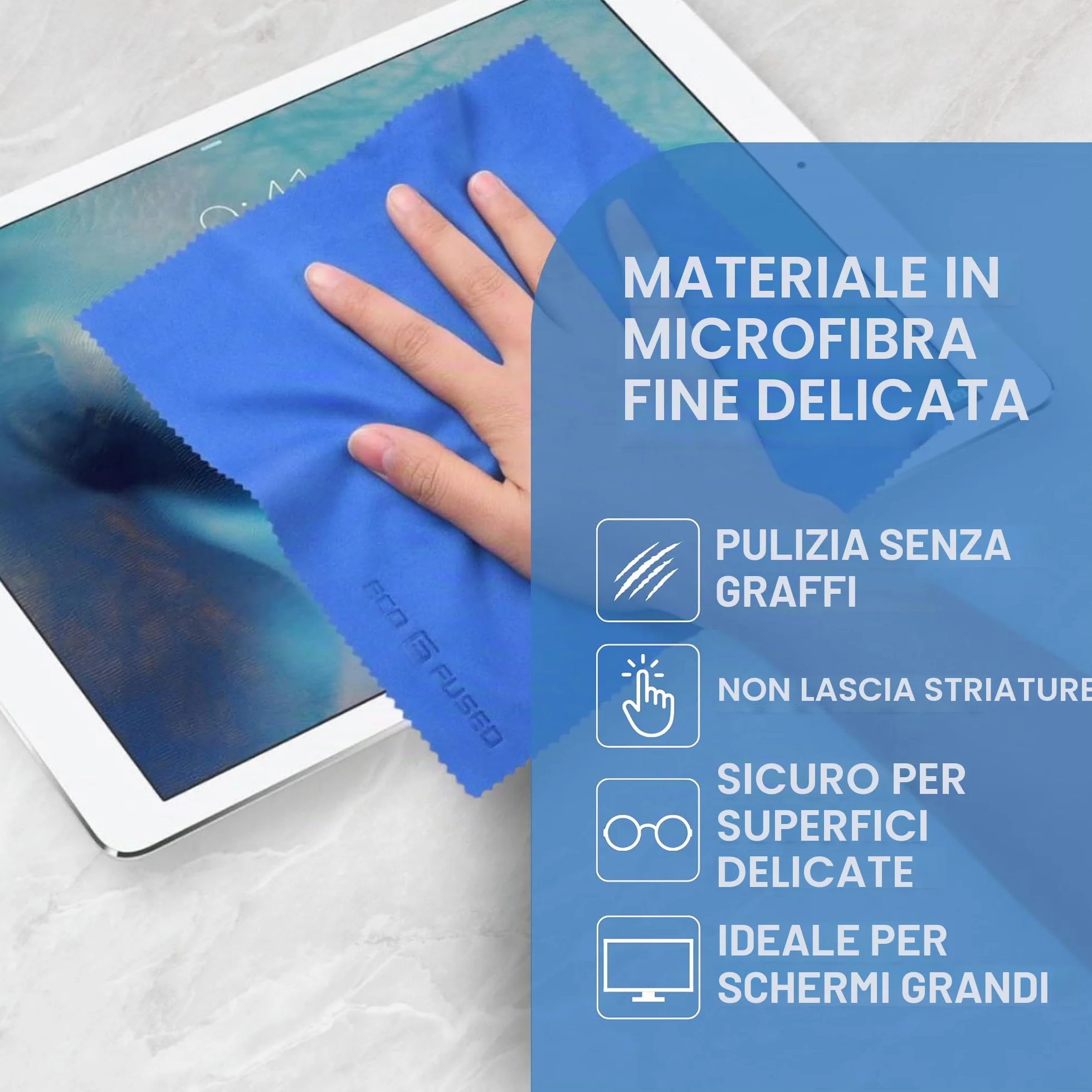 Panni di Pulizia in Microfibra 20x20 cm 5 Pezzi per Schermi TV Monitor Occhiali Lenti LCD