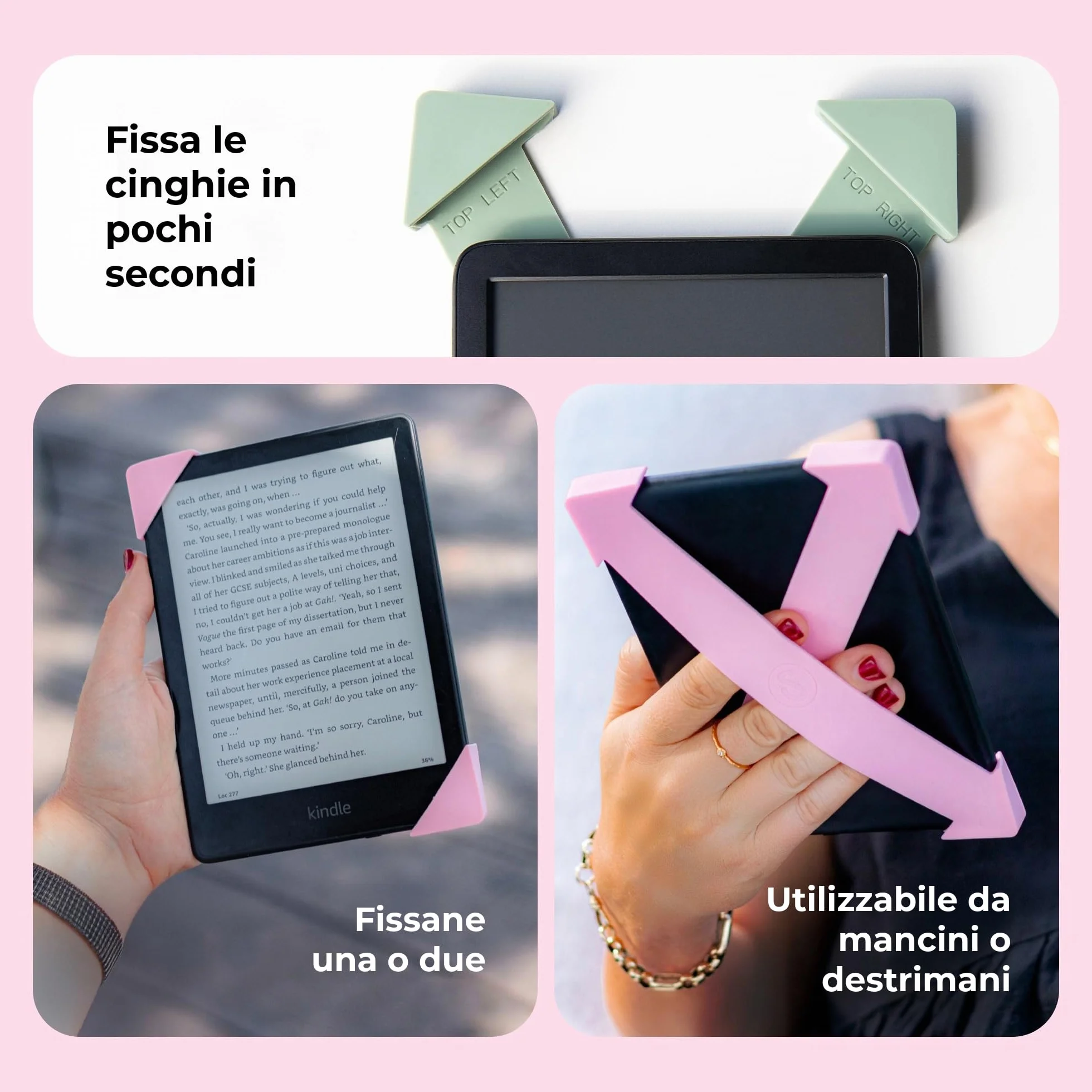 Strapsicle Cinturino per Kindle Paperwhite Gen 11/12 (6,8"/7") & Kobo - Confezione 2 - Grande - Blu Bondi