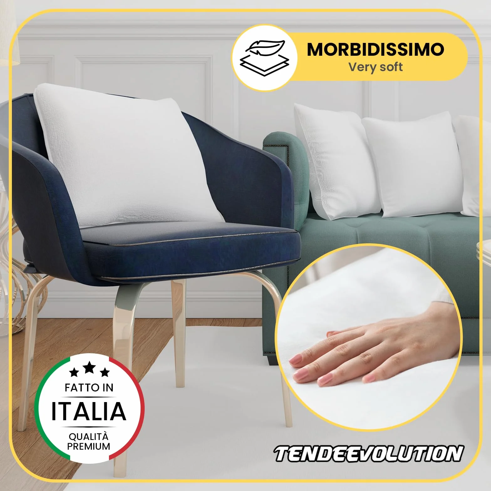 Cuscino divano TENDEEVOLUTION 70x70 cm Poliestere Anallergico Fodera TNT