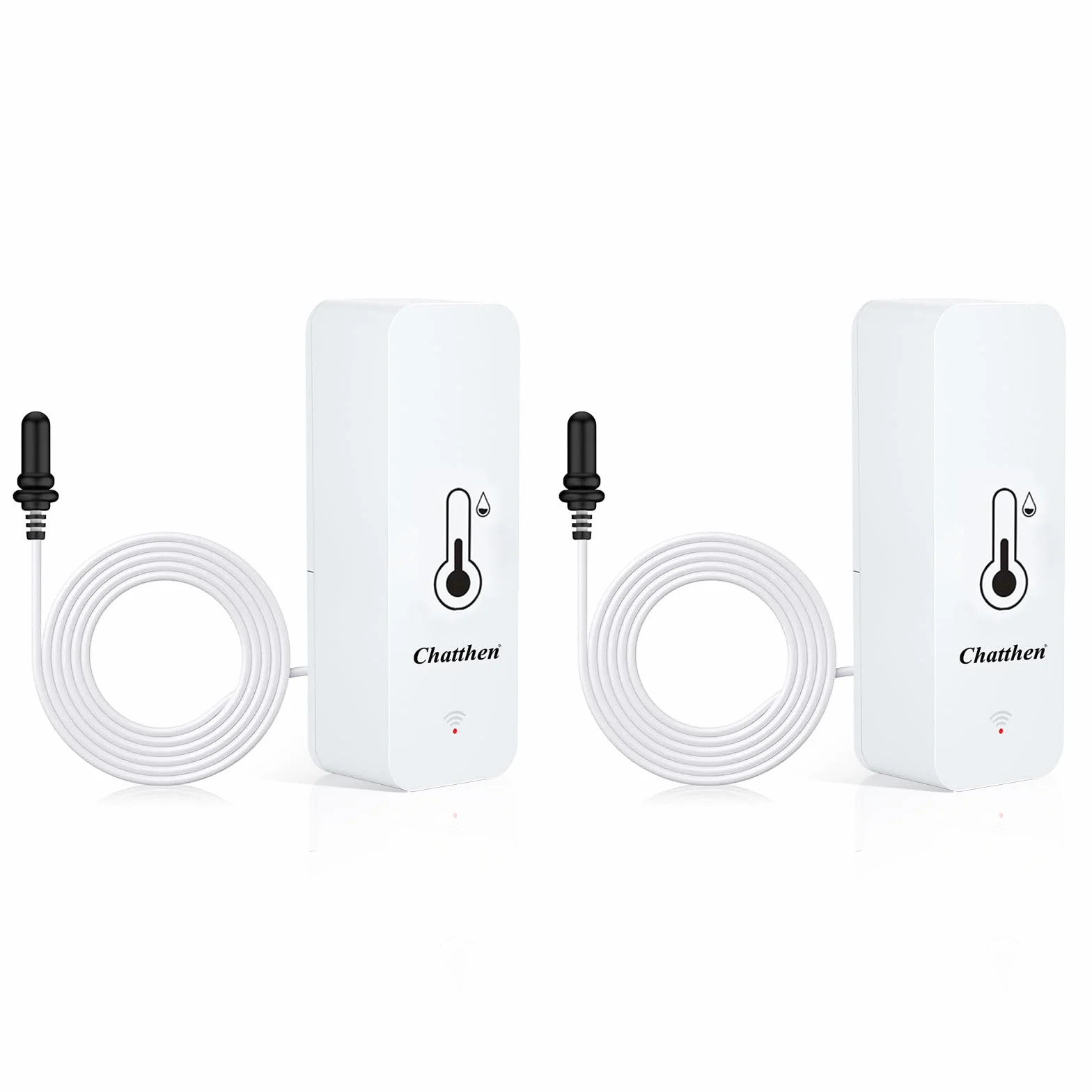 Sensore Temperatura Wifi, Igrometro Digitale Interno ed Esterno con Sonda Esterna, Termometro Frigorifero Meter App Monitor, Baby Room Termometro per Frigorifero, Acquario, Bianco 2 Pack