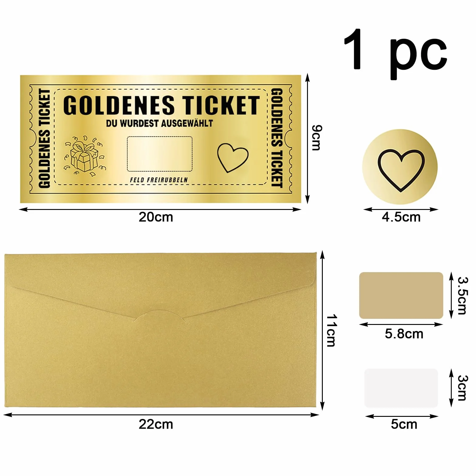 Biglietto D'oro Gratta e Vinci con Busta, Golden Ticket Carta Regalo Voucher per Donne