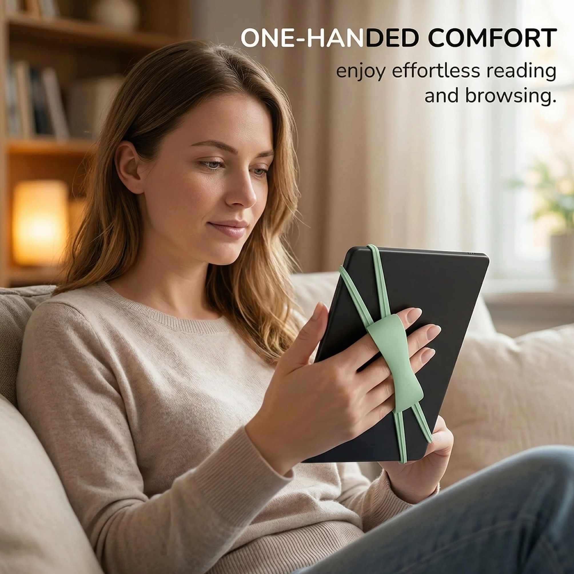Antiscivolo Cinturino di Presa Elastico per Tablet e E-Reader Compatibile con Custodie (Verde)