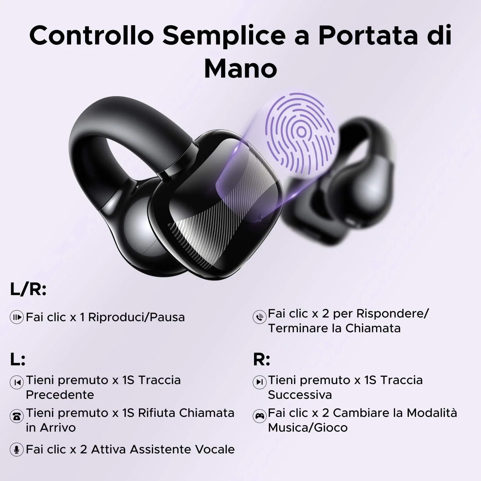 UGREEN HiTune S3 Cuffie Bluetooth 5.4 Sport con Clip Aperta ENC Hi-Fi Stereo 30H Autonomia IPX5 Impermeabile Nero