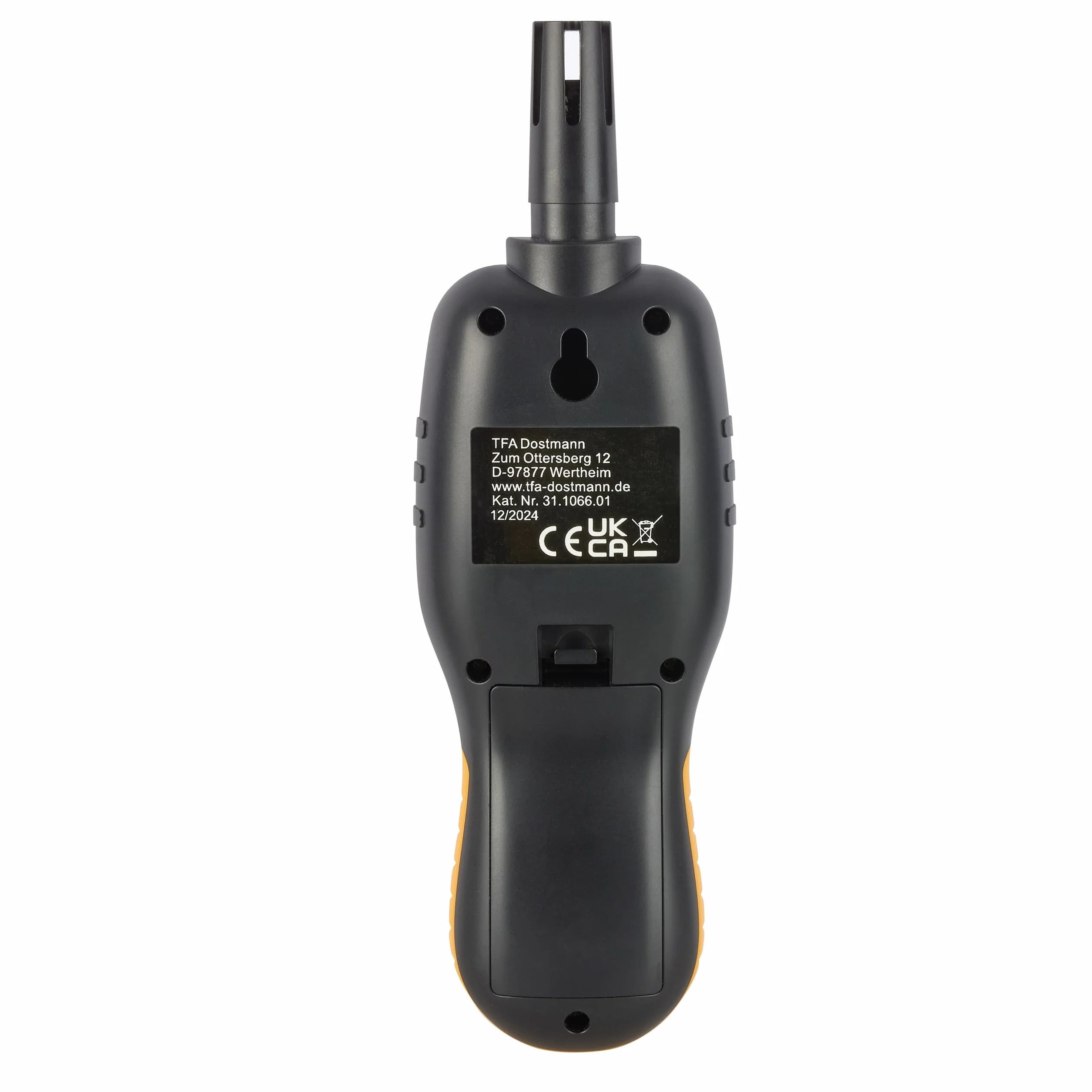 TFA Dostmann Igrometro professionale, misuratore di umidità digitale, 31.1066.01, veloce, preciso, da -50 a +70 °C, precisione 0,3 °C, termometro, funzione max min, retroilluminazione, nero