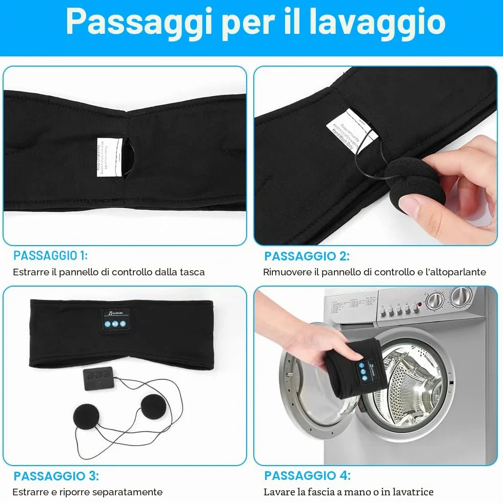 Flintronic Cuffie Bluetooth V5.0 per Dormire, Sport, Viaggi, Fascia Sportiva, Nero