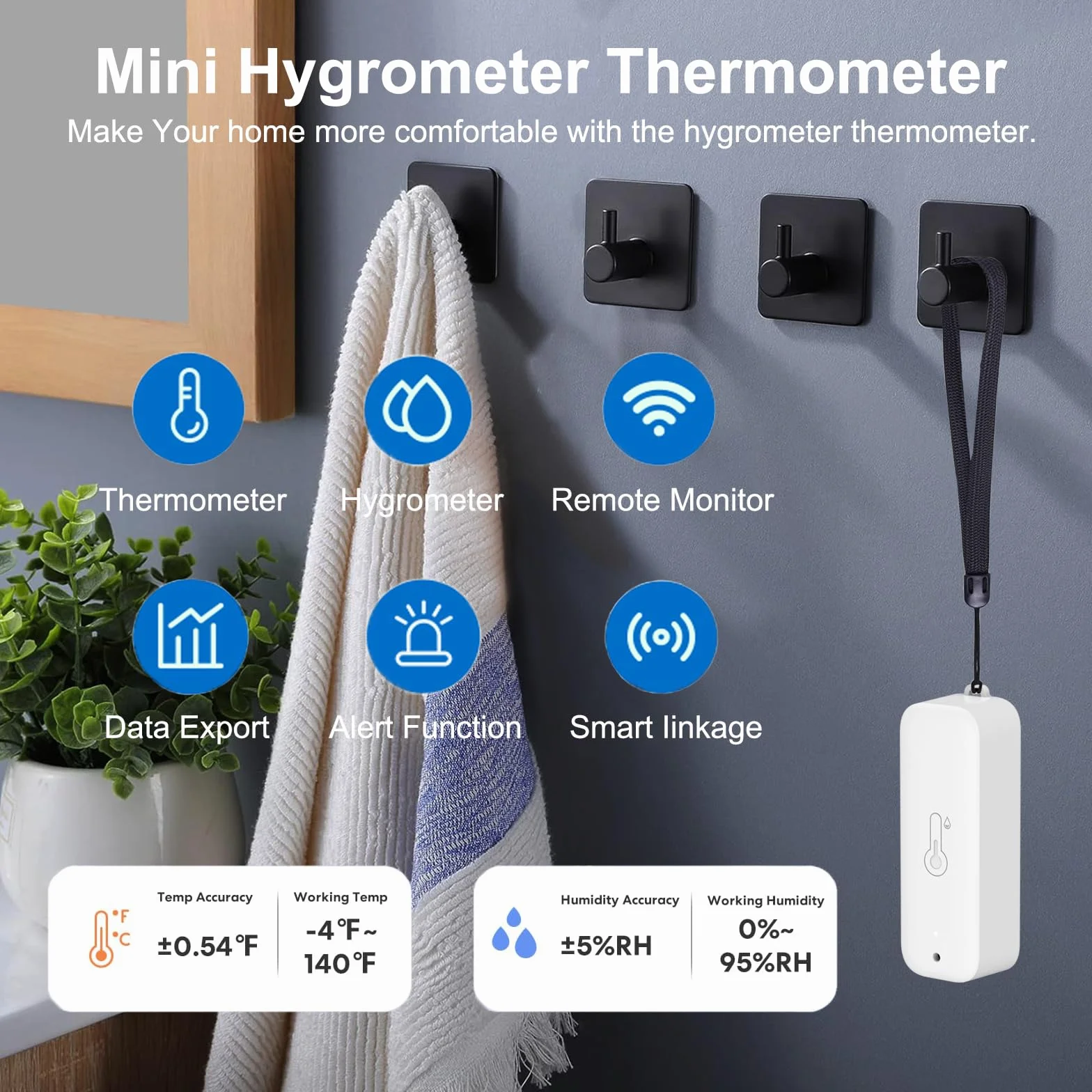 Termometro Hygrometro WiFi Smart Temperatura Umidità Monitoraggio App Remota Sensore Interno Compatibile Alexa