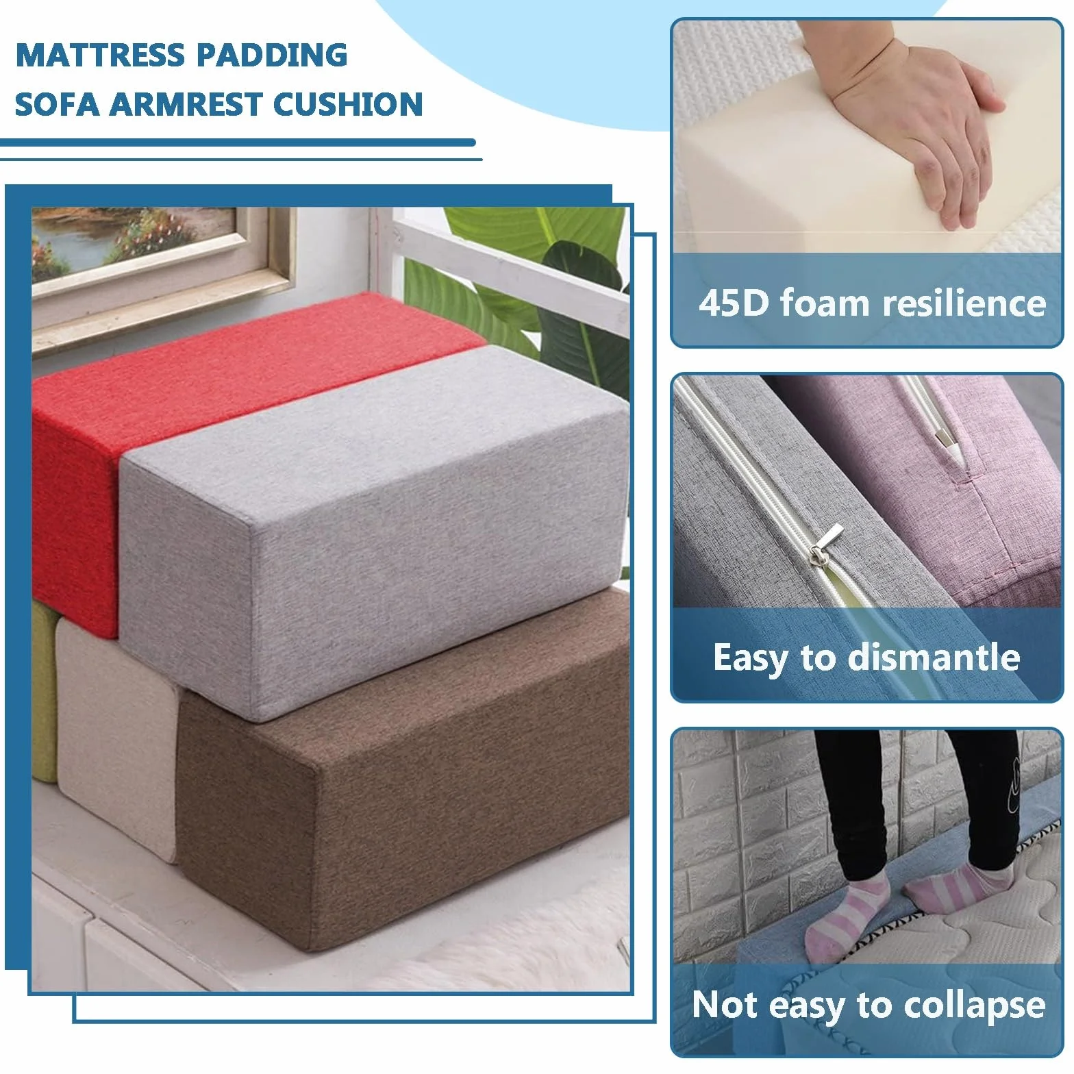 Cuscino Letto Gap Filler, Cuscino Supporto Braccioli Divano, Materasso Gap Foam Filler, Cuscino Testiera Lungo 45x15x10cm