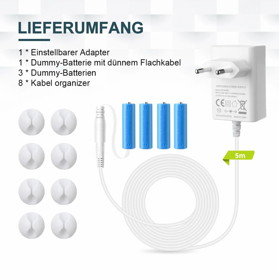 Alimentatore per batterie 2-4 AA 3-6 V per stazione meteorologica campanello senza fili sveglia luce LED
