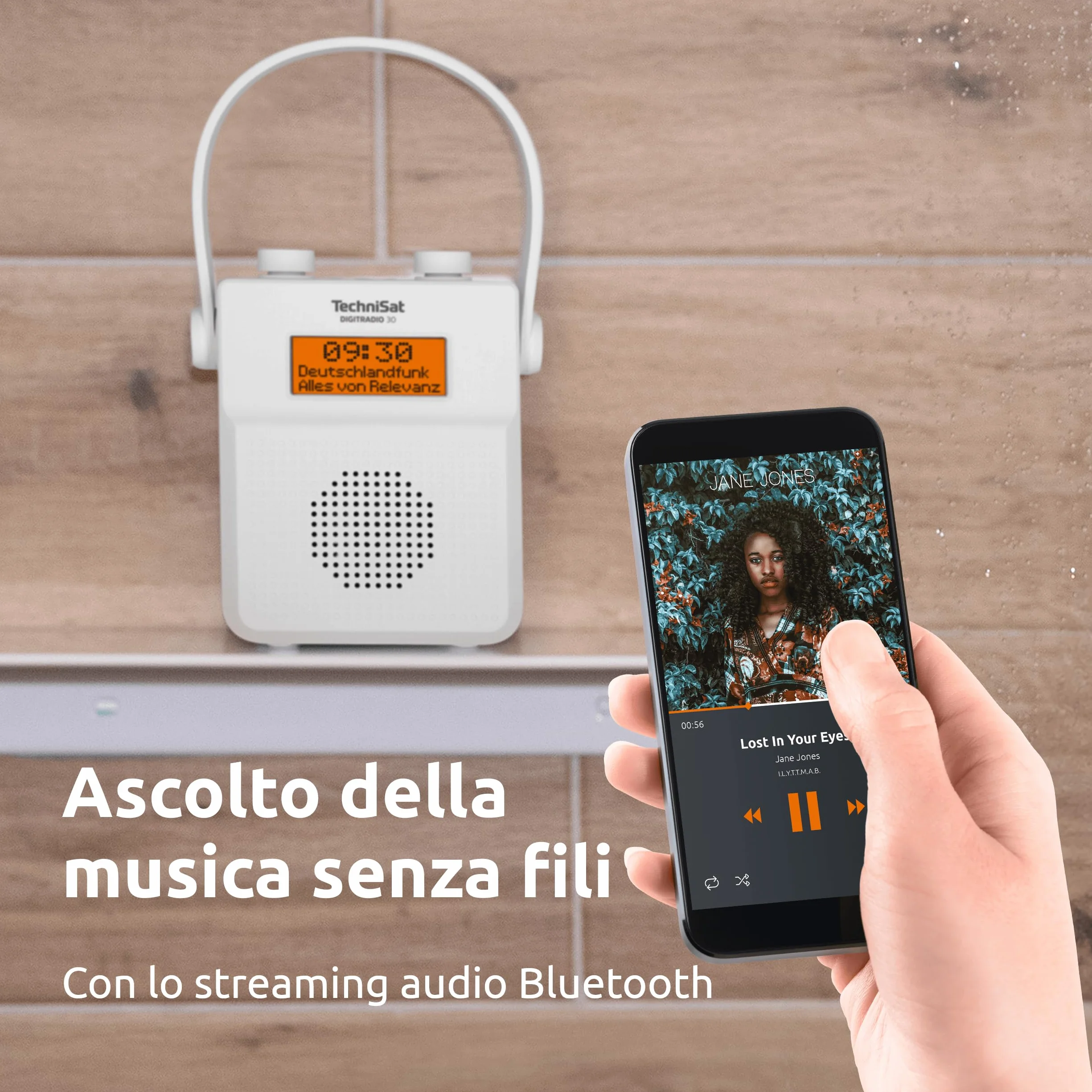 TechniSat DIGITRADIO 30 Radio da doccia impermeabile DAB+ DAB FM Bluetooth IPX5 bianco