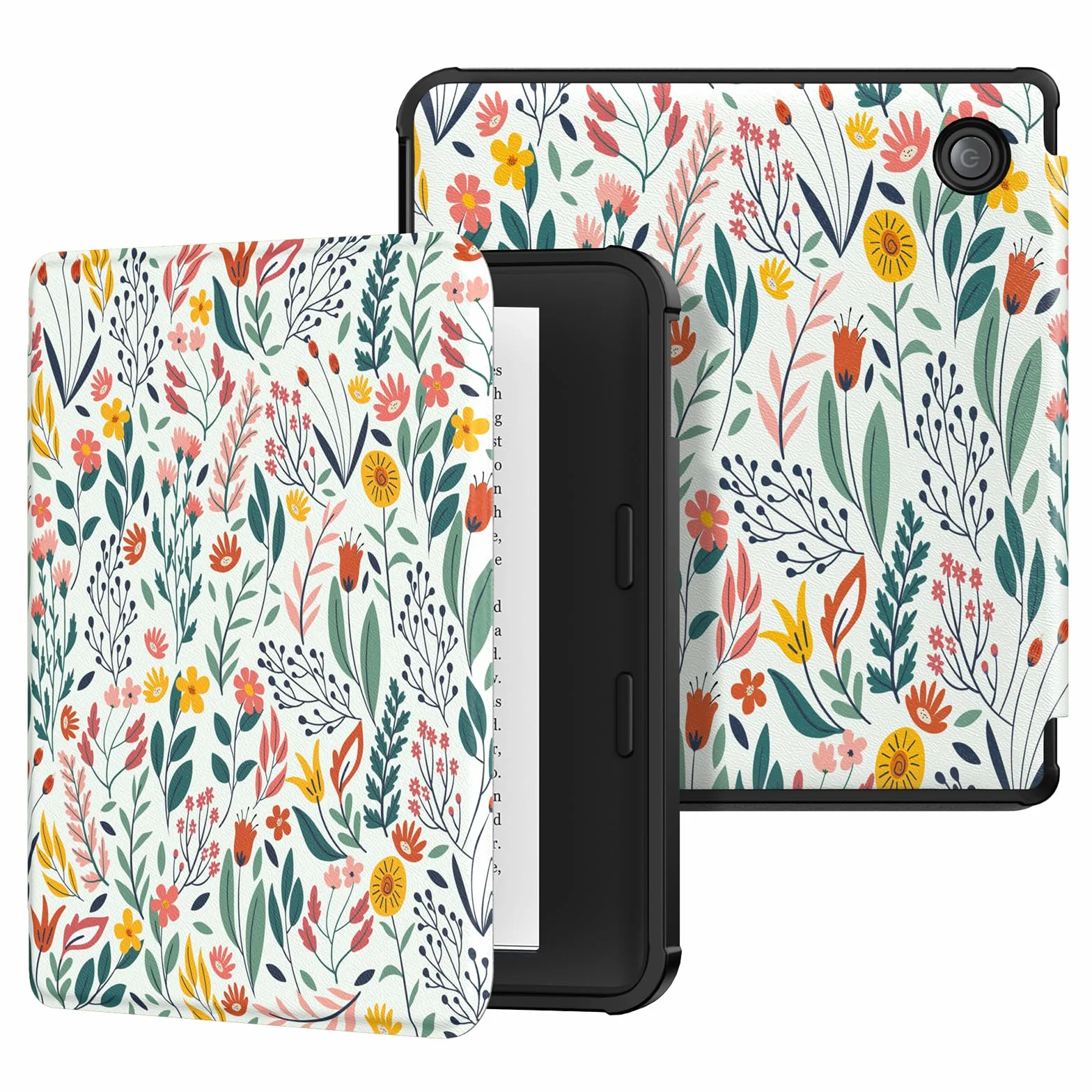 MoKo Cover per Kobo Libra Colour 7 Pollici 2024, Custodia Protettiva in TPU Morbido con Auto Wake/Sleep, Fiori