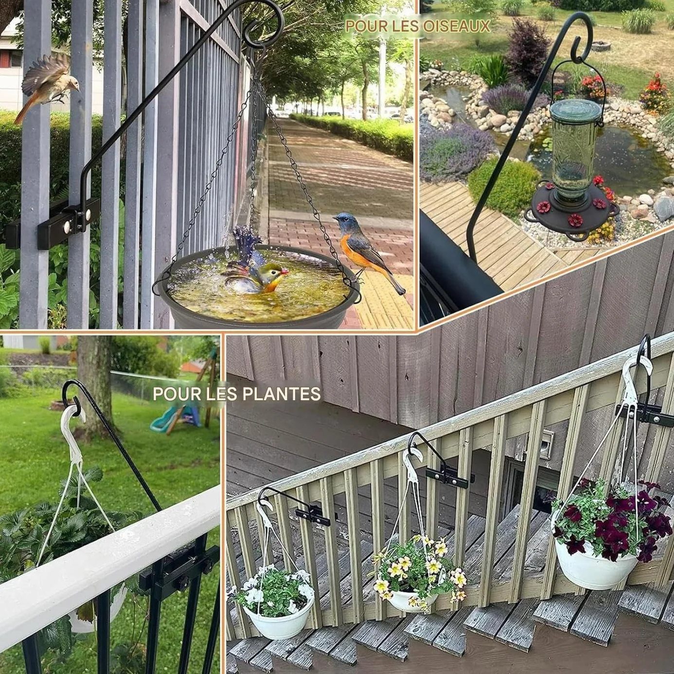 Ganci da pastore esterno resistenti supporto metallico per balcone giardino cortile