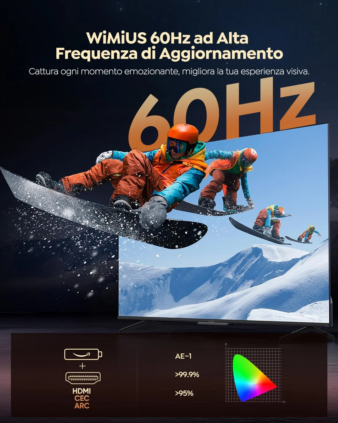 WiMiUS Proiettore Smart 4K Support, Full HD 1080P Nativo, WiFi Bluetooth, Autofocus, Auto Keystone, HDMI ARC, Dolby, Netflix